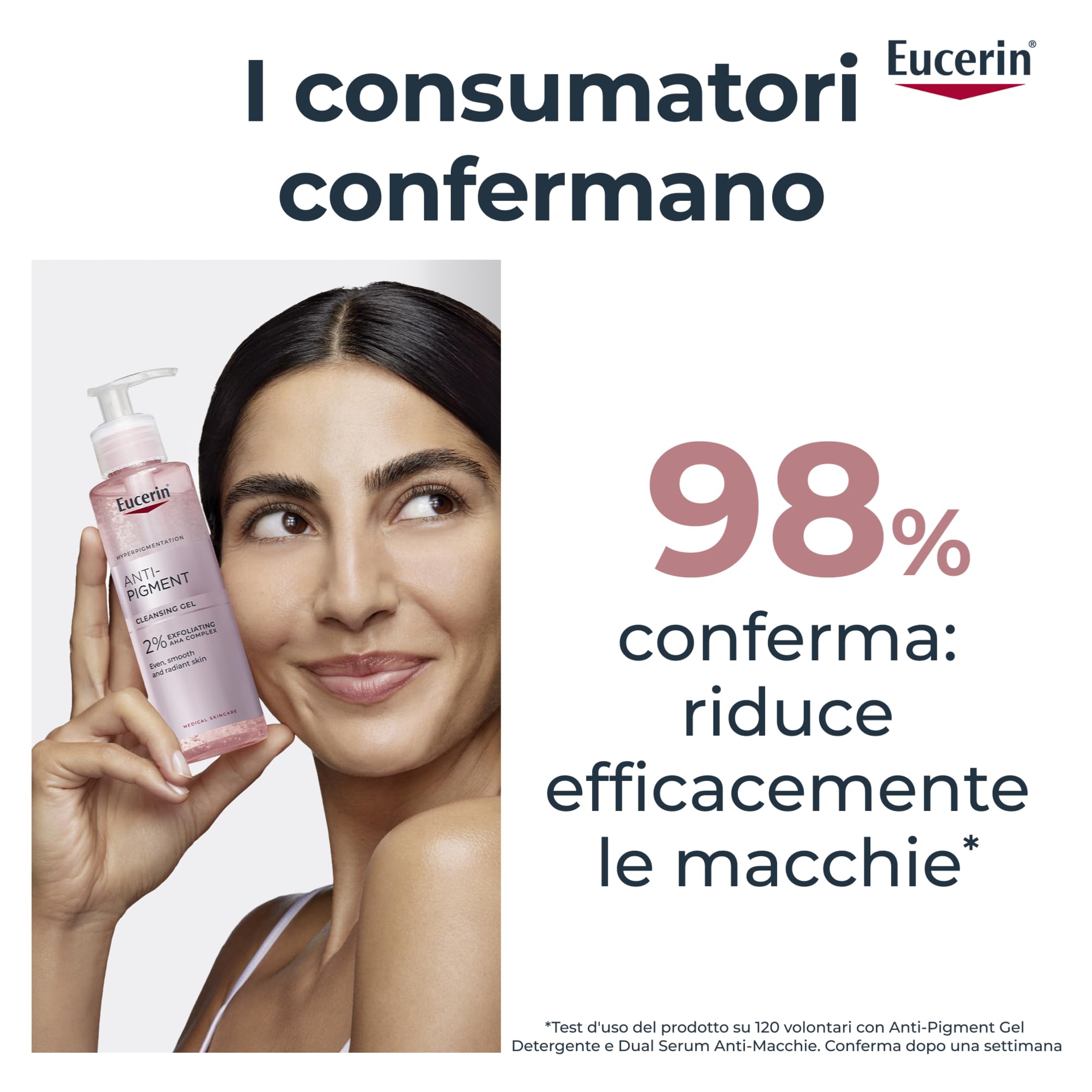 Eucerin Anti-Pigment Gel Detergente Viso 200 ml, Detergente schiumogeno antimacchie con 2% complesso esfoliante viso AHA, Acido Glicolico e Acido Lattico, Cleanser per tutti i tipi di pelle