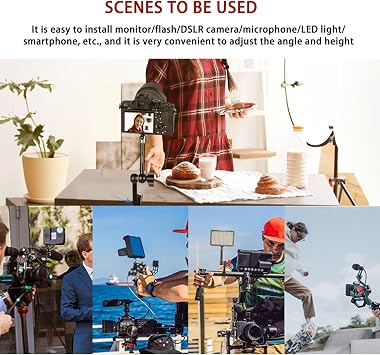 Super Clamp and 5.9 Inches Adjustable Friction Magic Arm with 1/4 Screw - Compatible with Camera Cage, Flash, LED Light, Microphone, Monitor - Max Load 4.4lb/2kg