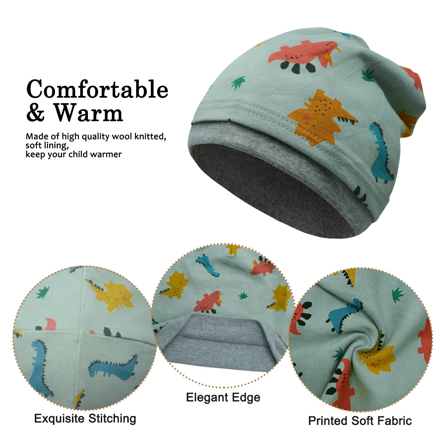 Enwokran Conjunto de Gorro y Bufanda para Niños y Niñas 3 a 8 Años Beanie Sombreros Lindos Bufanda Tubular Conjunto Patrón de Dibujos para Otoño Invierno Primavera