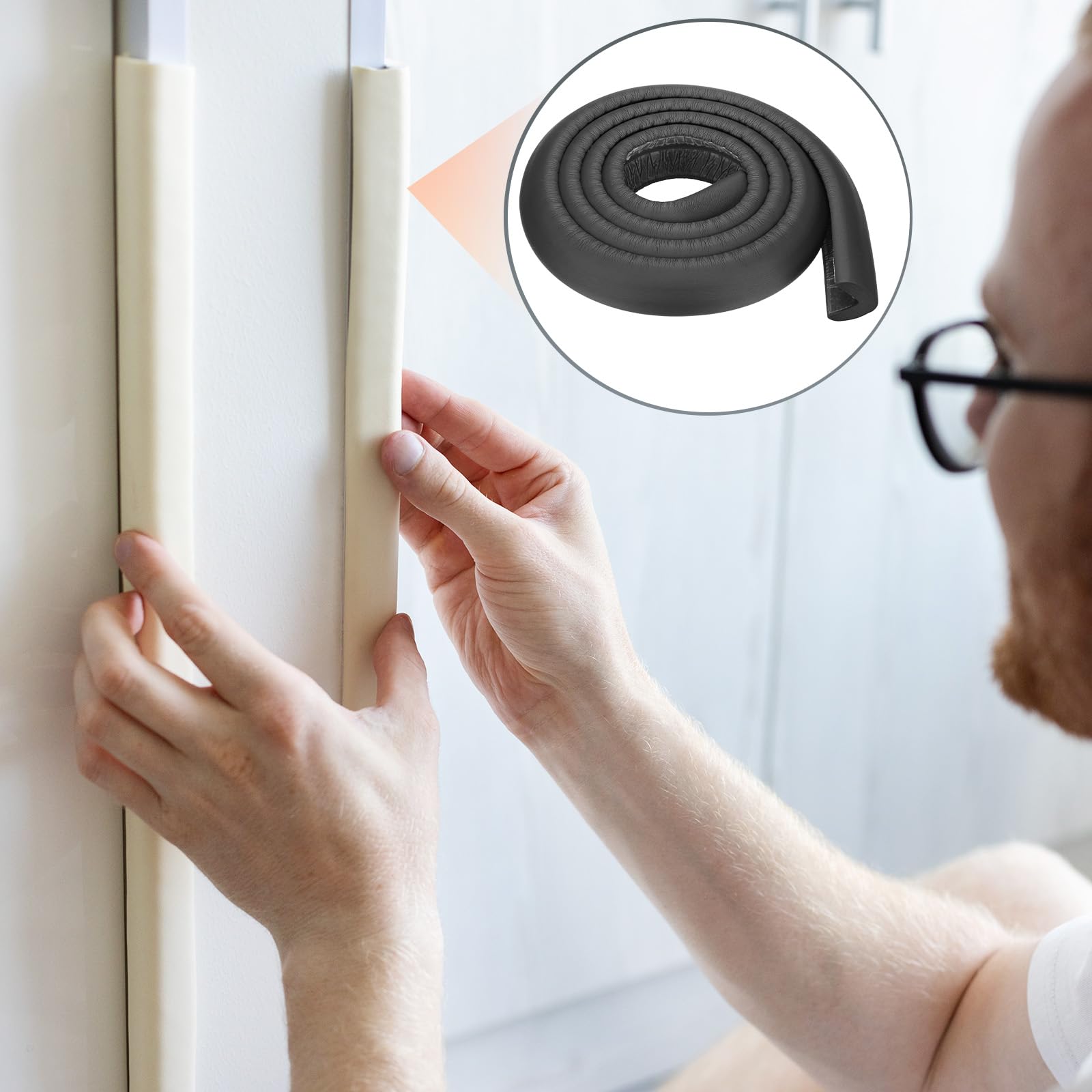 M METERXITY 4-Pack Paraspigoli Protettori per Bordi, 2 m Morbida Schiuma NBR Paraspigoli a Forma di L per Angoli Mobili/Caminetto/Bordo Tavolo [Nero]