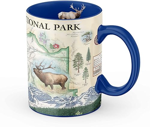 Rocky Mountain National Park Map Taza de cerámica (grande de 16 onzas) taza de café, té, cacao, chocolate caliente, tazas de cerveza y bebidas