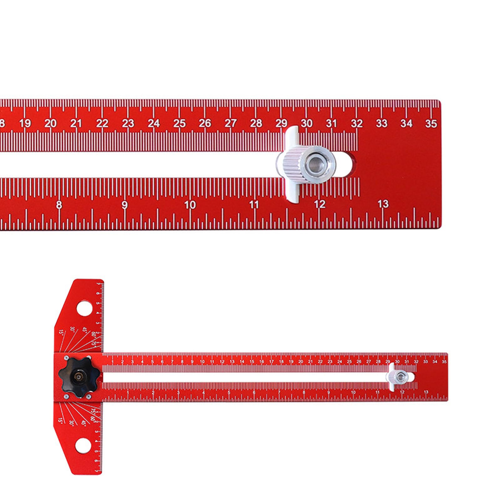 Linijka w kształcie litery T do majsterkowania, do rysowania drewna ze stopu aluminium z mechanicznym ołówkiem, narzędzie pomiarowe pod wieloma kątami, dla stolarzy i projektów DIY