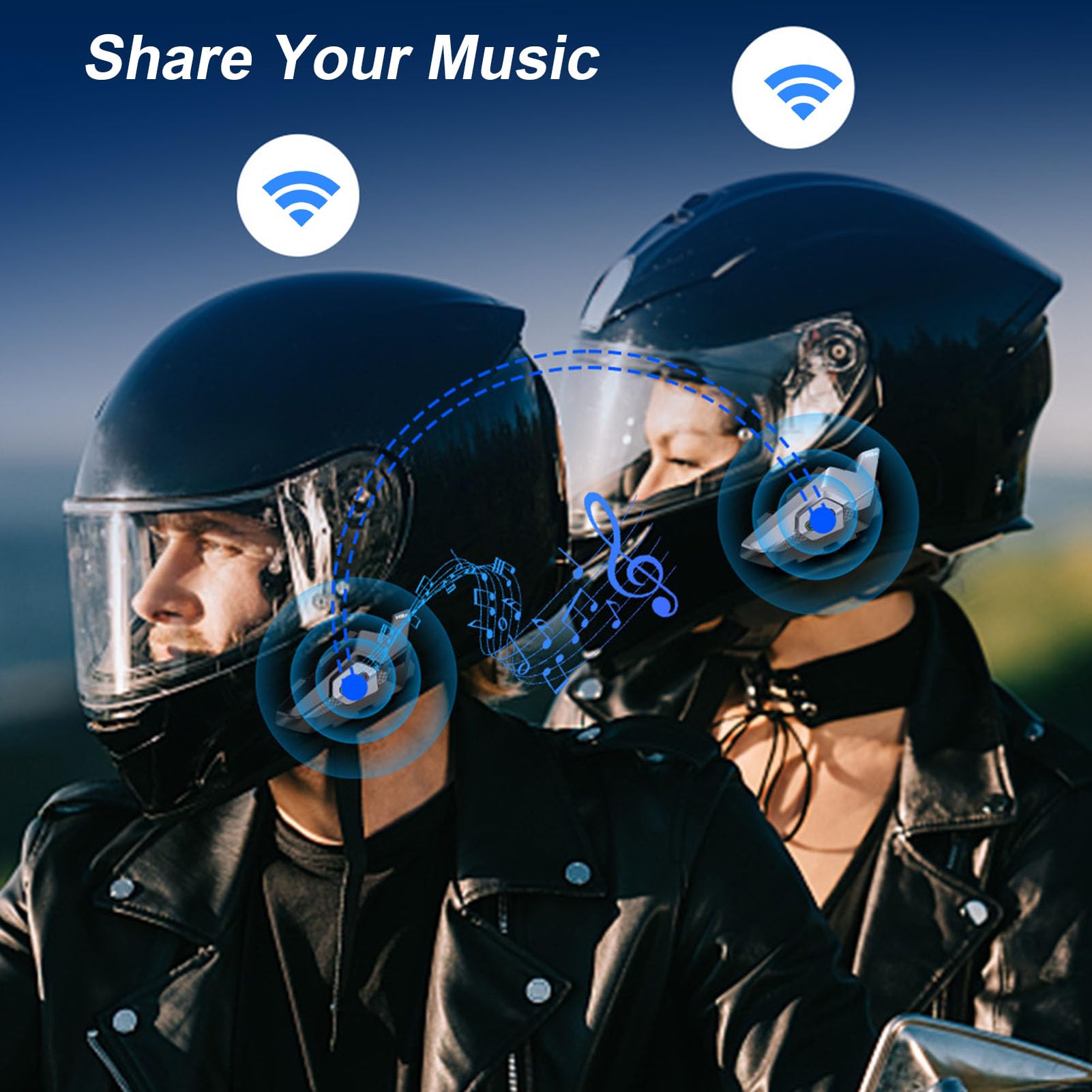 FLEXMAN Motorcycle Helmet Intercom, Zakres 1000M BT5.1 Water Proof 2 Osobowy Pełny Dupleks Telefon Telefoniczny Hands Interki Z Muzyką Radio, Systemy Komunikacji Motocyklowej (FlexMand3X-V12076B-2)