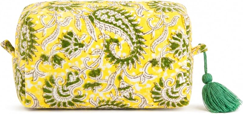 Necessaire de viagem Huar em veludo com zíper, estampa floral Lemon Bloom, 1 unidade
