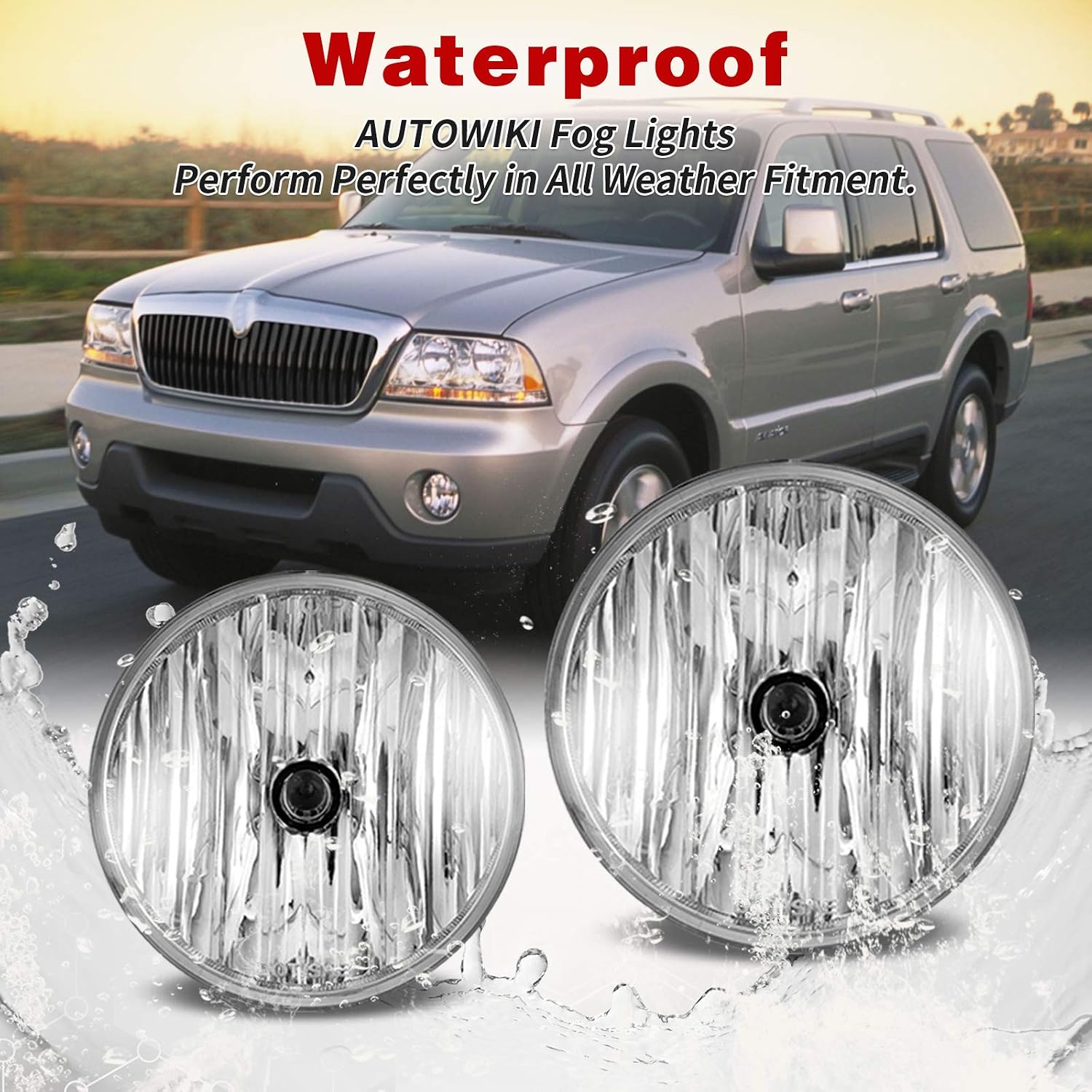 Fog Lights For 2001-2004 Ford F-150 Lightning, 2003-2005 Lincoln Aviator OEM Replacement Fog Lamps With Clear Lens 2PCS