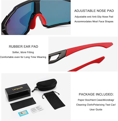 Miniatura 5 de Gafas de sol deportivas polarizadas para conducción al aire libre, ciclismo, pesca, gafas de sol 100% con protección UV