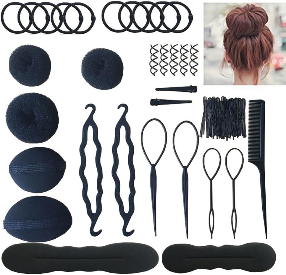 Hair Braiding Tool Hair Accessories For Women Hair Styling Set Hair Topsy Tail Tools Haircut Clamp Hair Bun Maker Hairpins Roller Braid Twist Sponge Hair Design Styling Tools for Hair Styles