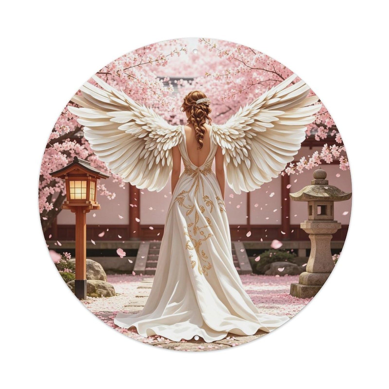 Japanese Cherry Blossom Garden Metal Tin Sign Plaque