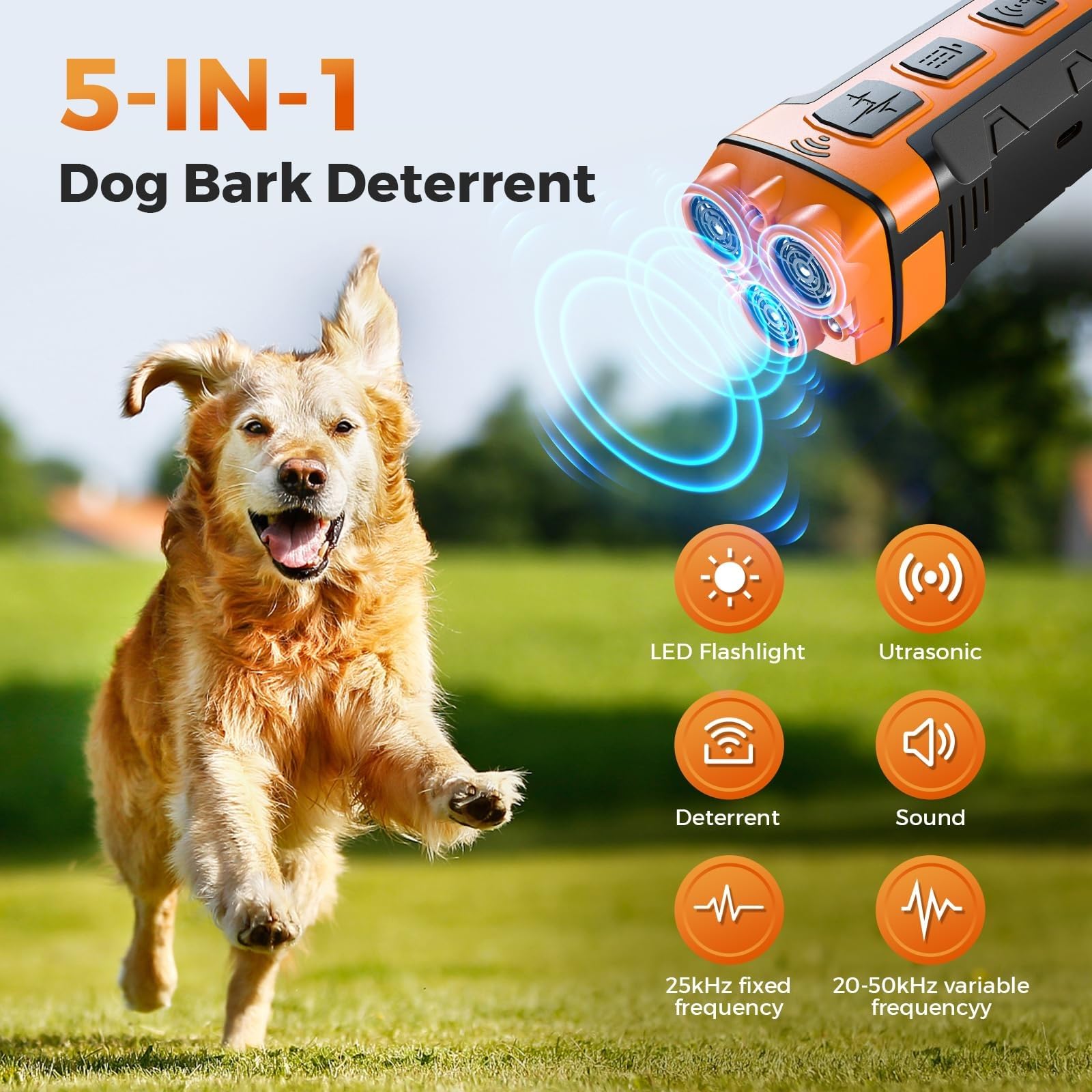 Générique Dispositifs Anti-aboiements Pour Chien, Appareils Anti-aboiements À Ultrasons Avec 3 Émetteurs Soniques, Portée Jusqu'à 10 M De Long Et Contrôle Des Aboiements Rechargeables, Sans Danger