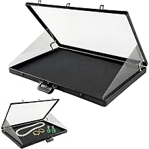 34" x 22" Card Display Case,Black Aluminum Lockable Trading Card Case with Handle,Trade Show Display Case for Sports Card/TCG/Jewelry Collection Black