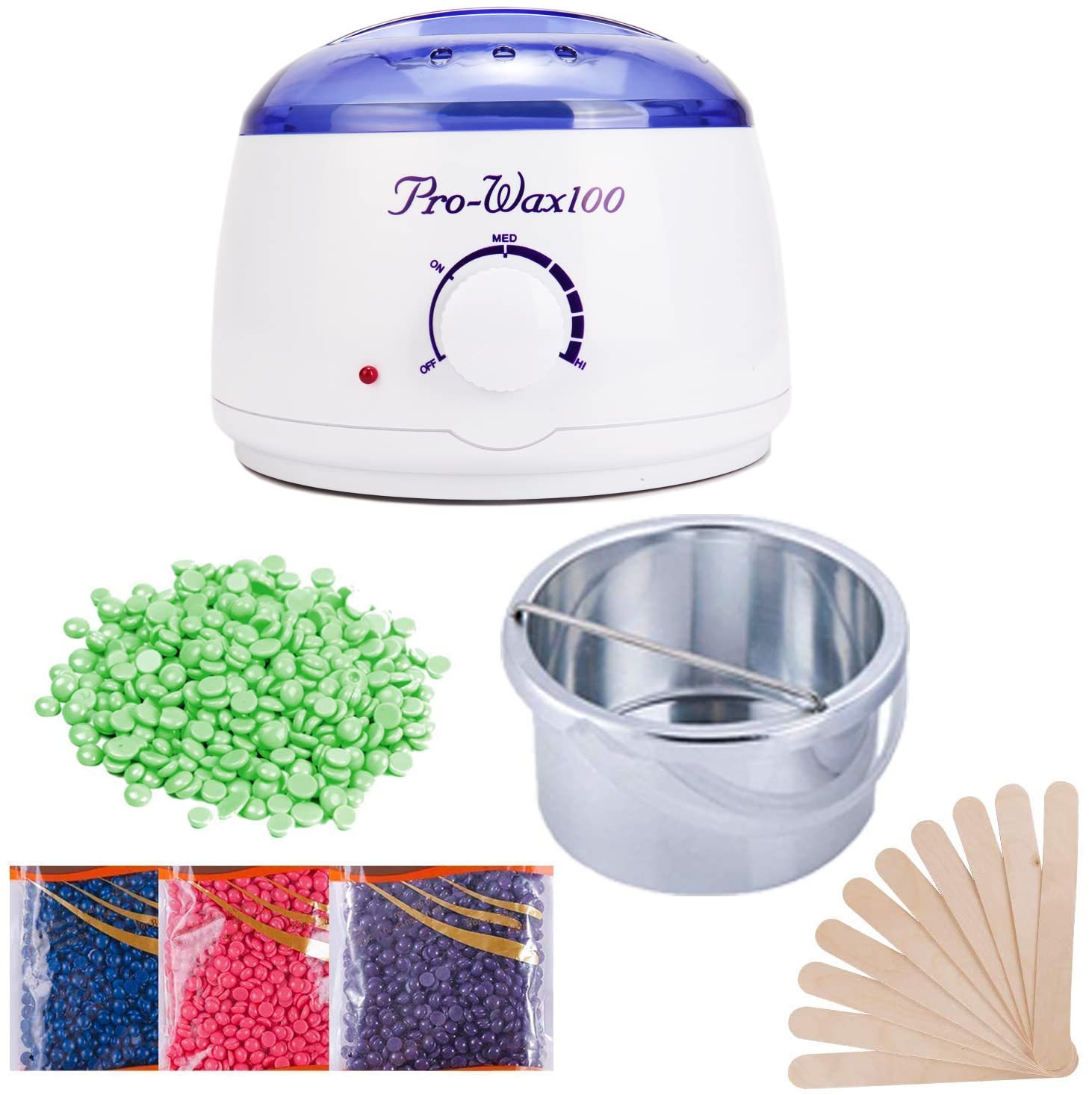 PROWAX100 Hard Wax Warmer, Heater with Hair Removal Wax Beans(100 Grams) and Wooden Chips for Hard, Strip and Paraffin Waxing Kit for Women - Color May Vary, 1 Set (B07VNM857T) Amazon Price History, Amazon Price Tracker