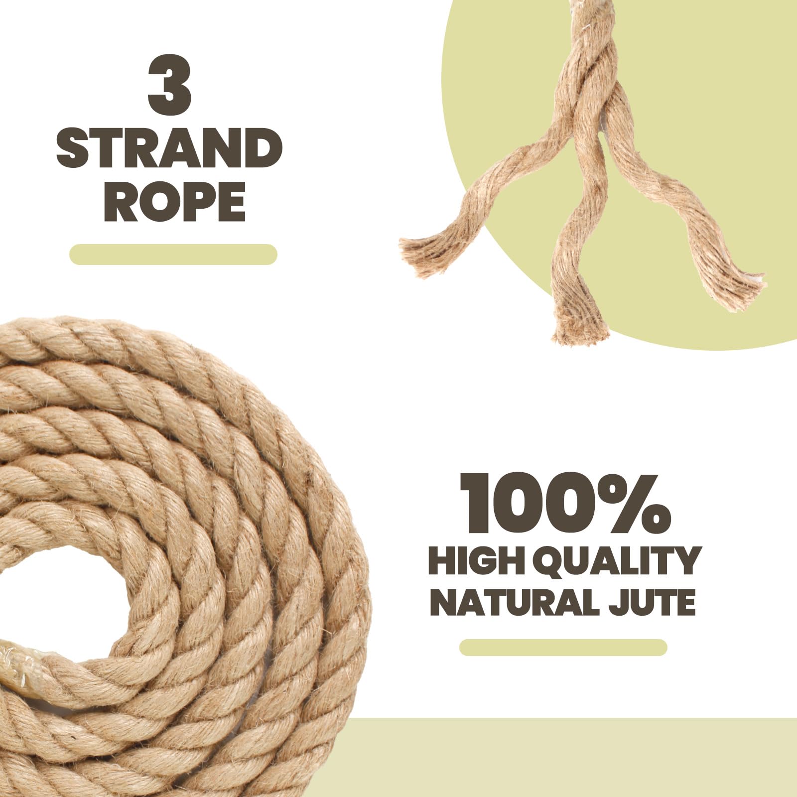 Jute Rope  3/4 In X 100 Ft , 19mm Thick Twisted Manila Ropes Natural Heavy Duty Hemp Rope Swing Bed Crafts Railing Tug War Landscaping Gardening Bundling H - View #5