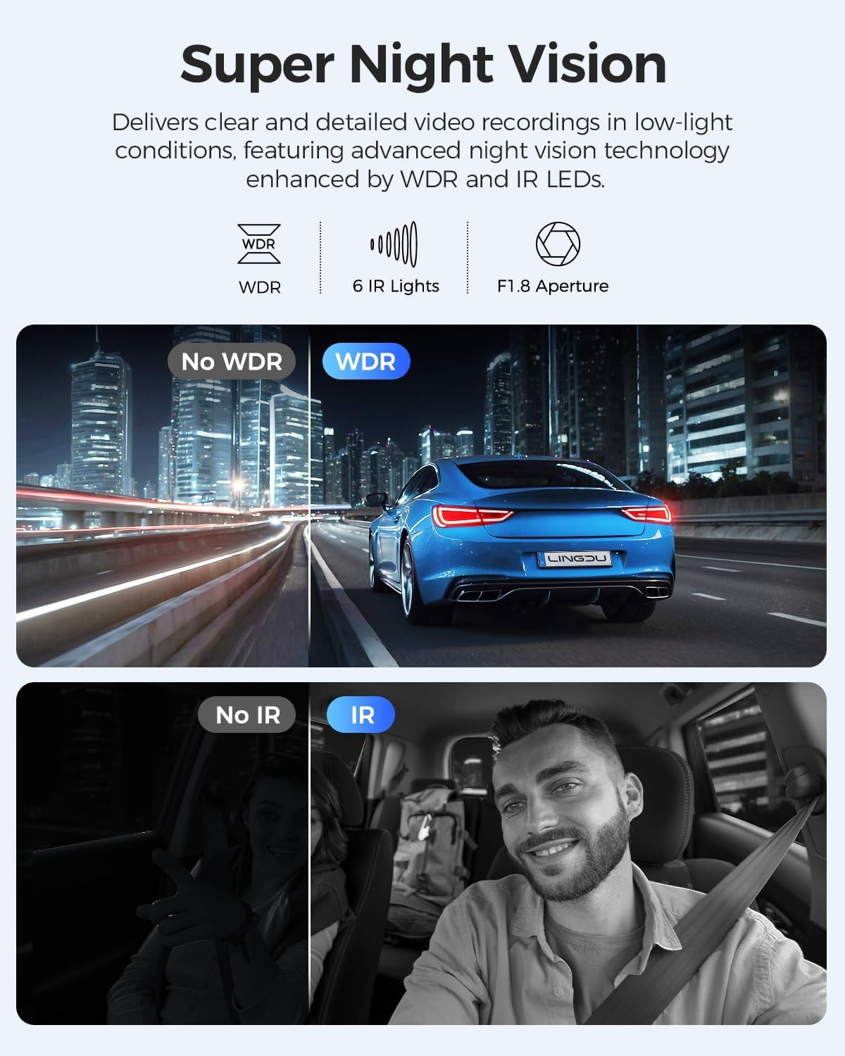 Cámara de Coche WiFi GPS 4K de 3 Canales, 4K+1080P+1080P Dashcam Camara Coche con Visión Nocturna IR, Control de Voz, Tarjeta SD de 64GB, Pantalla IPS de 2.4", Monitor de Aparcamiento 24H V630