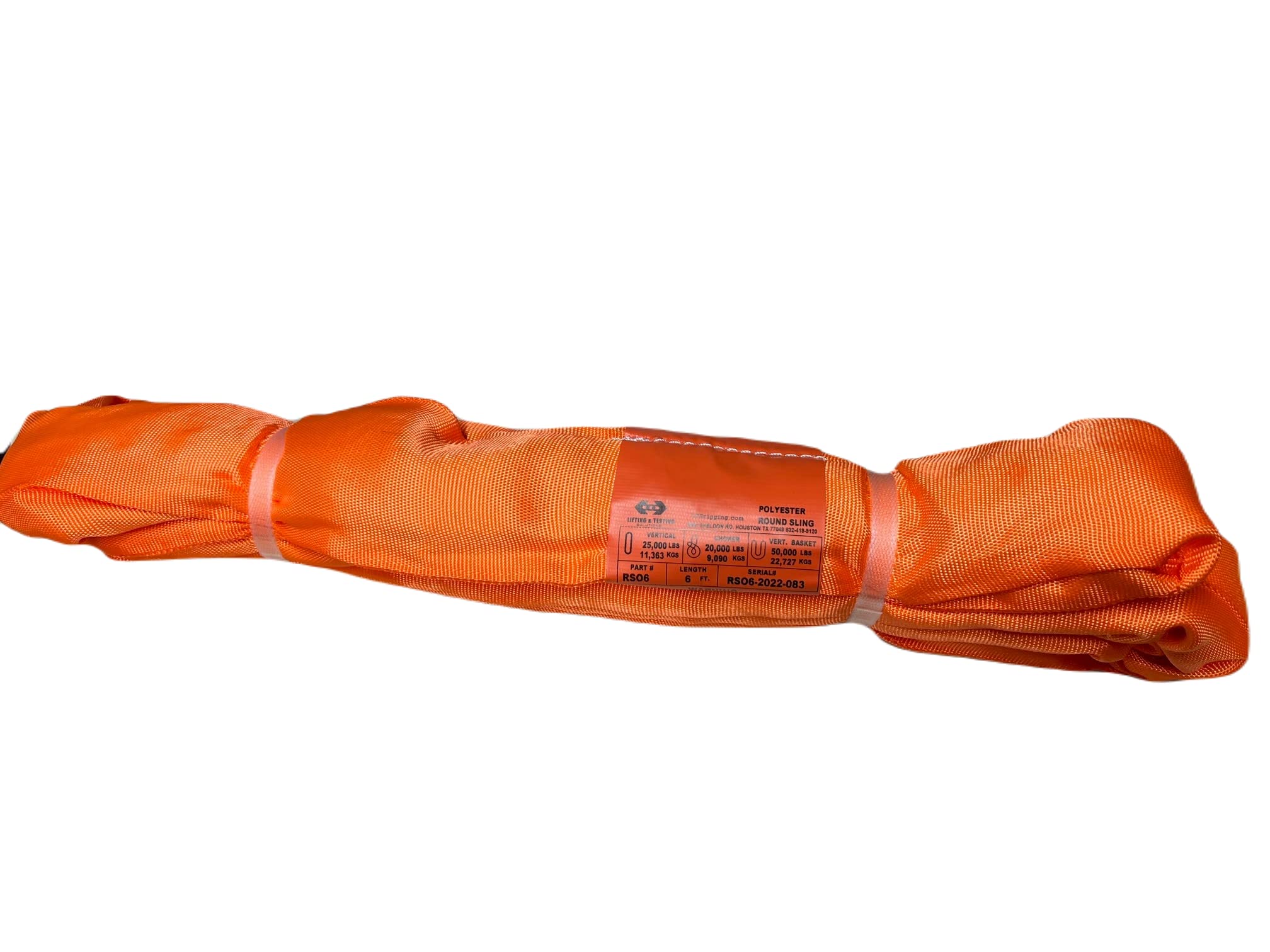ATERET Powerlift Orange Polyester Endless Round Sling - 8 Feet Length, 25,000 lb. Vertical Capacity, 42,400 lbs Basket - Heavy Duty Poly Lifting Sling