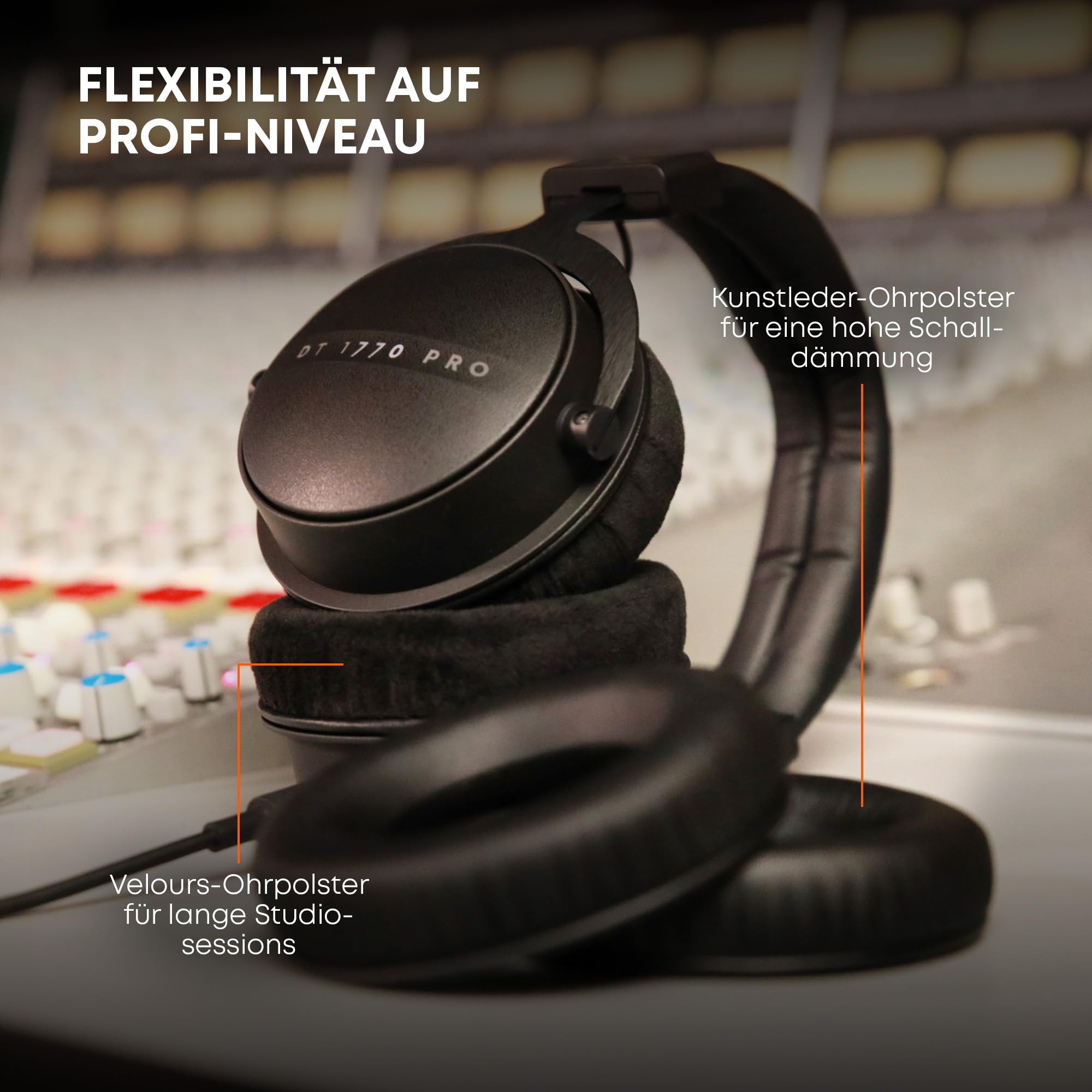 beyerdynamic DT 1770 PRO MKII Over-Ear-Studiokopfhörer in schwarz. Geschlossene Bauweise, steckbares Kabel