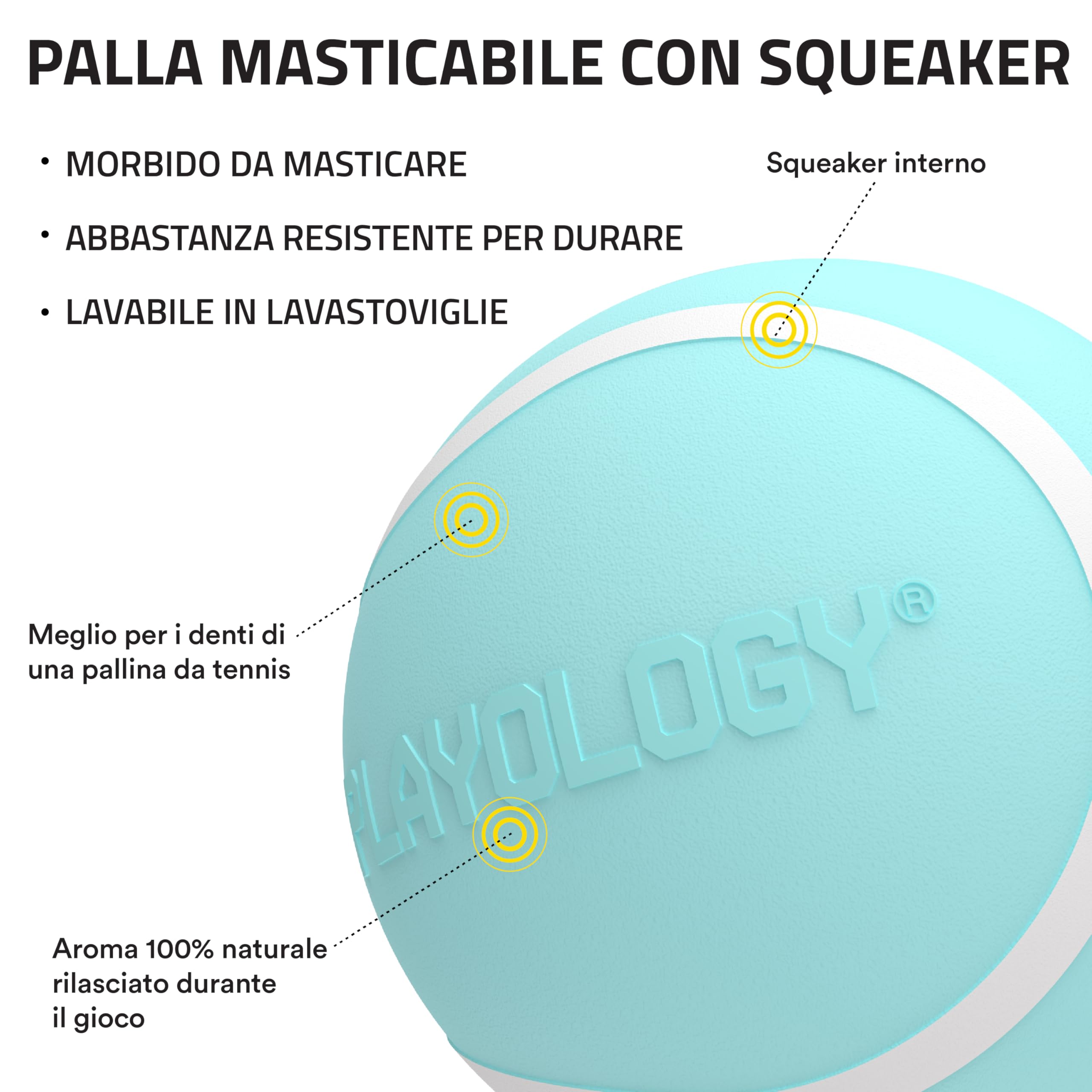 Playology Jouets pour chien | Balle couineuse à mâcher – Balle flottante rebondissante durable pour chiens, lot de 3 | Petit jouet parfumé au beurre d'arachide – Facile à nettoyer et fabriqué à partir