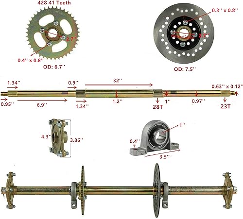 Miniatura 29 de Kit completo de brazo oscilante de choque de suspensión delantera de 12 pulgadas, kit de husillo de dirección superior inferior para ATV, Quad Bike