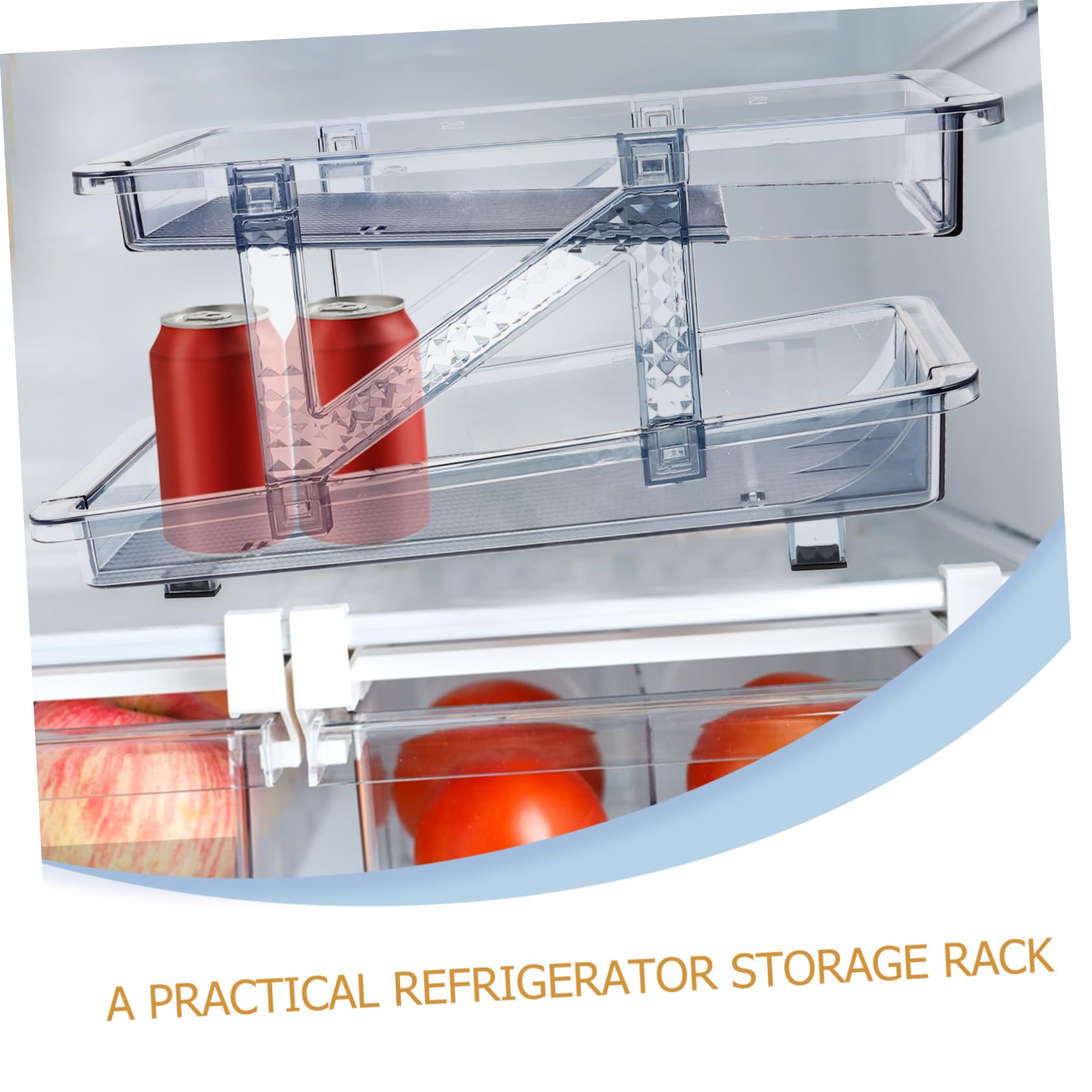 Mikinona Soda Can Holder Dispenser Bin for Refrigerator Double Tier Drink Organizer Automatic Forward Design for Beer and Soda Cans Space-saving Fridge Storage Transparent