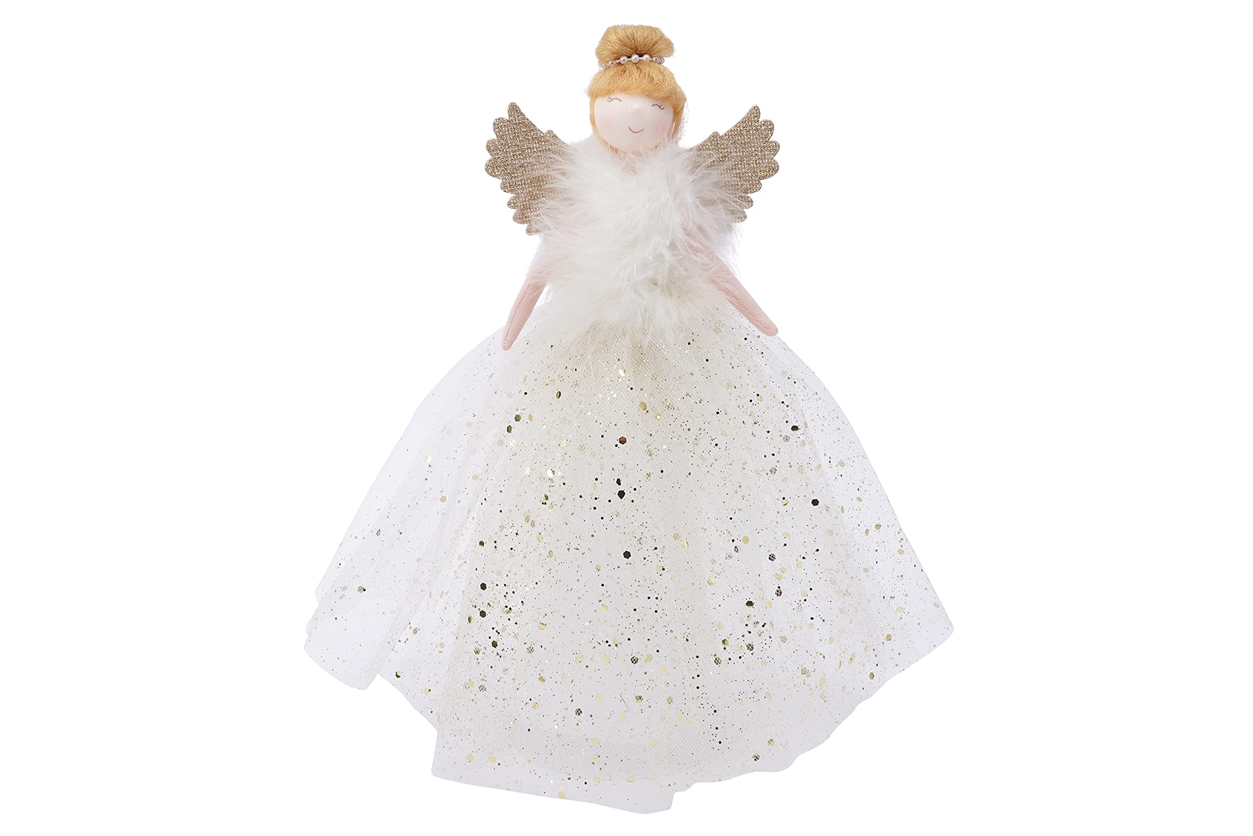 Gold Light-Up Angel Christmas Tree Topper 28.5cm Includes Batteries