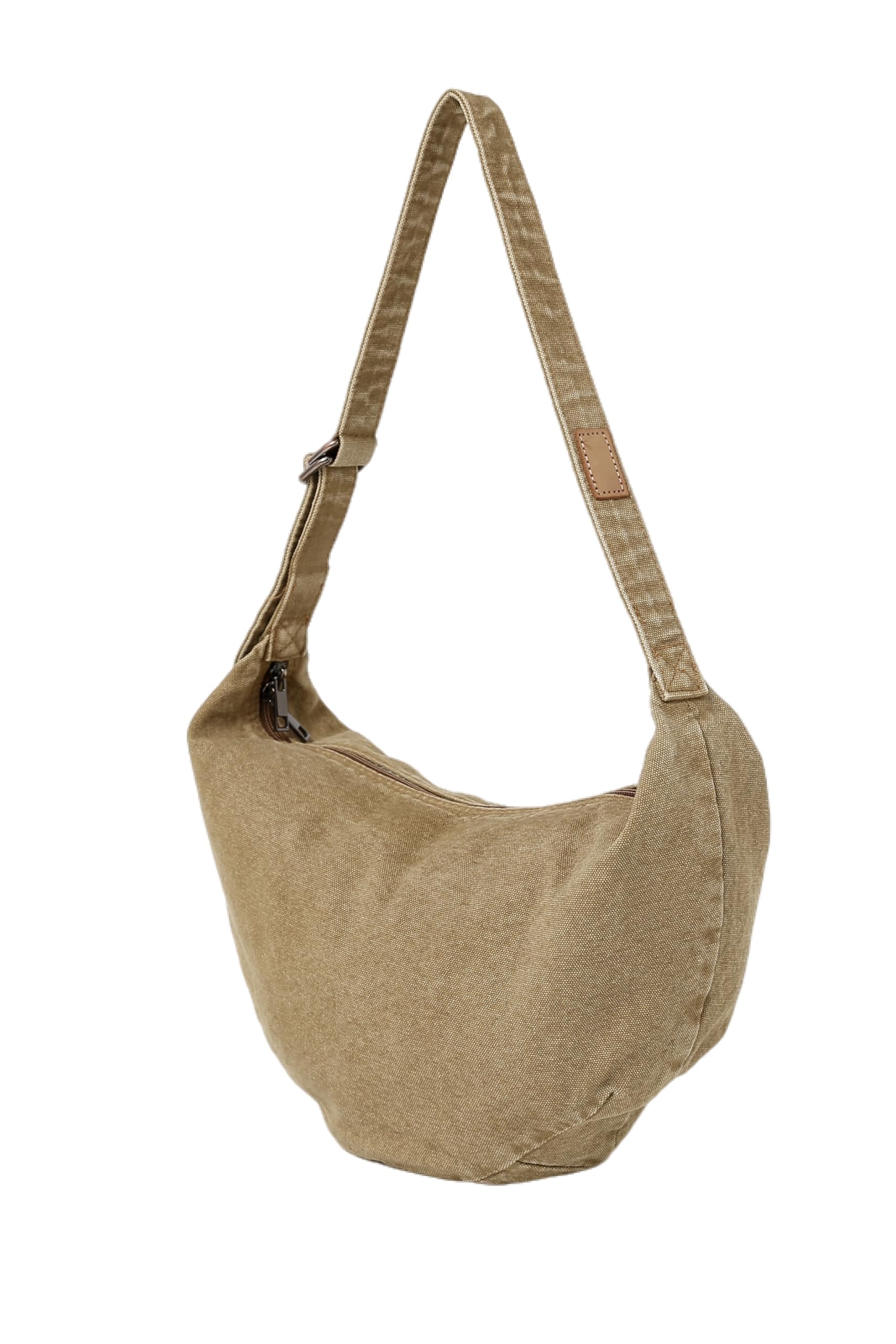 Jeelow Small Washed Canvas Crescent Crossbody Sling Handbag Shoulder Bag Purses For Men Women High Density Cotton Messenger