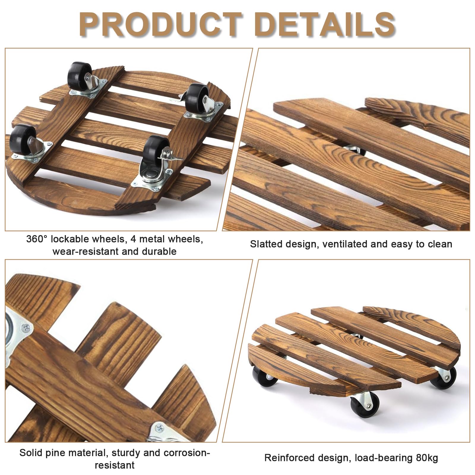 bechoanigel Plant Roller, 30 x 6.5 cm Rolling Board Plants, 80 kg Load Capacity - Image 3
