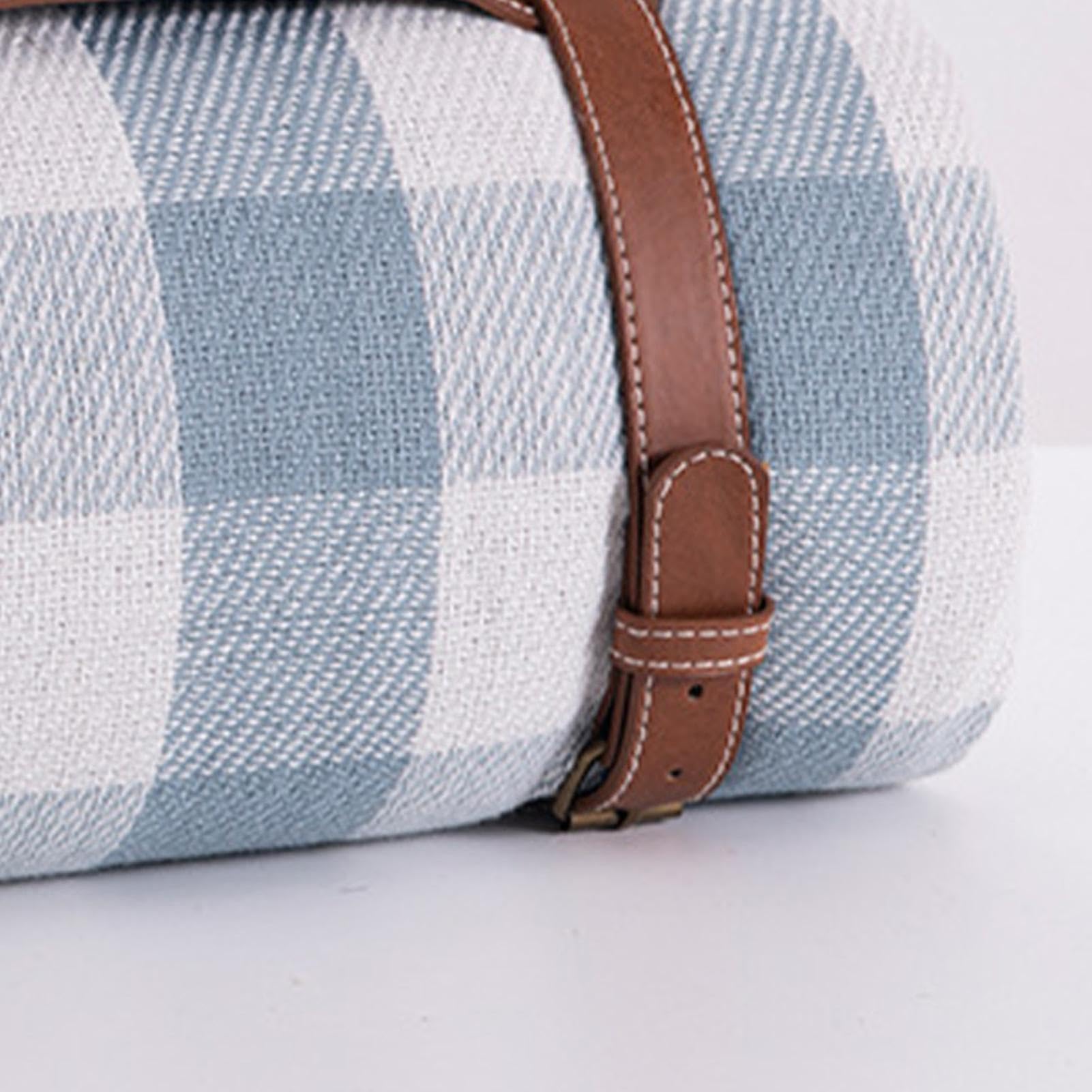 Coperta da picnic impermeabile pieghevole – 203,2 x 152,4 cm con cinturino in pelle PU lavabile, pieghevole, per picnic, campeggio, feste, spiaggia, patio, prato, giardino, erba all'aperto