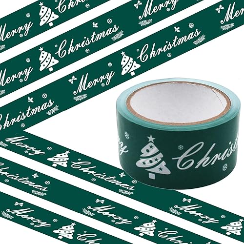 YLTOLOO Cinta de señalización verde para decoraciones navideñas, cintas decorativas no adhesivas de Feliz Navidad, cinta de marcado de 2 pulgadas x