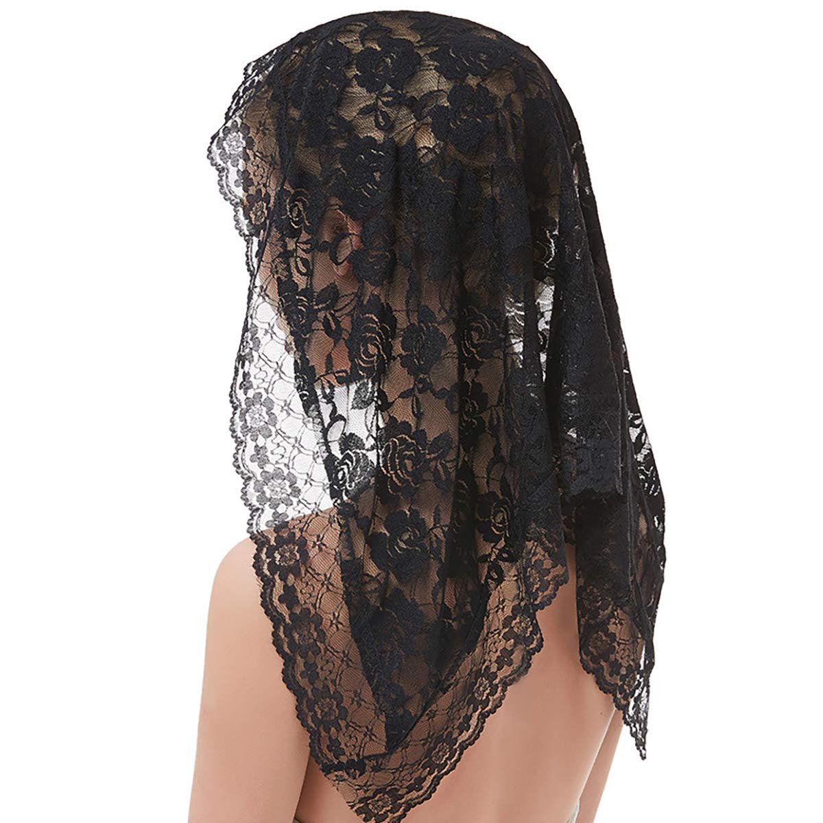 Black Mantilla Lace Veil White Church Veils Catholic Chapel Scarf Head Covering for Latin Mass