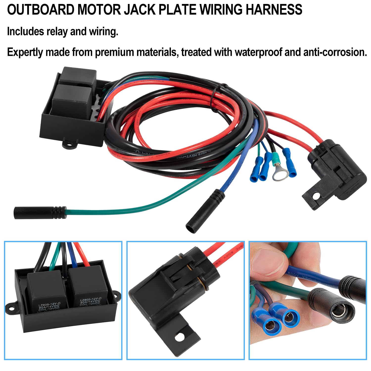 AHJRELAYKIT-2-DP Relay Harness Replacement Fit for Atlas Outboard Motor Hydraulic Jack Plates from 2014 to 2025, Replace for AHJRELAYKIT-2-DP, AHJRELAYKIT2DP