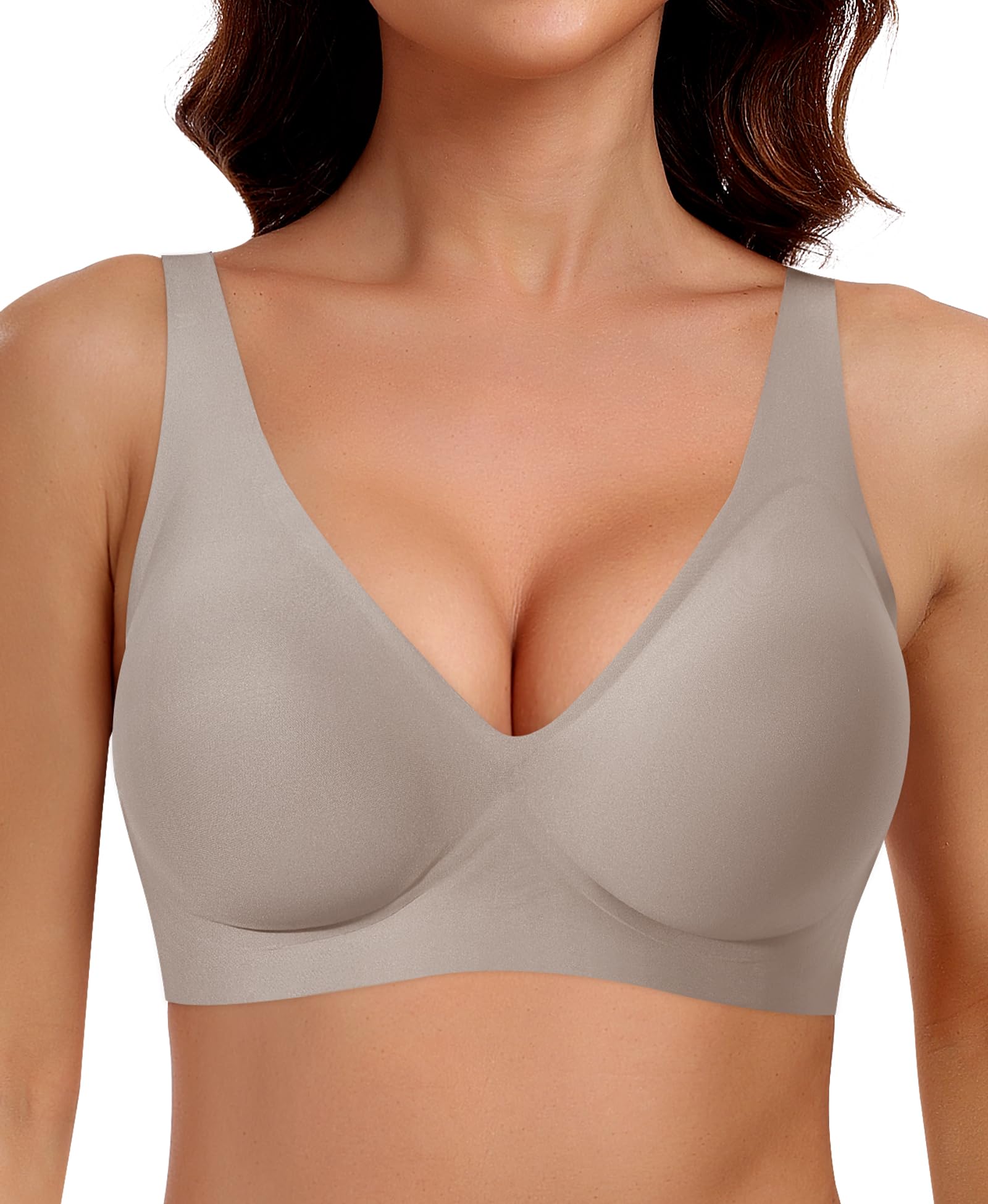 Ganado Damen BH Tiefem V-Ausschnitt Nahtloser BH Ohne Bügel Push Up BHS Bralette Soft Bequem BHS Bügellos Bustier