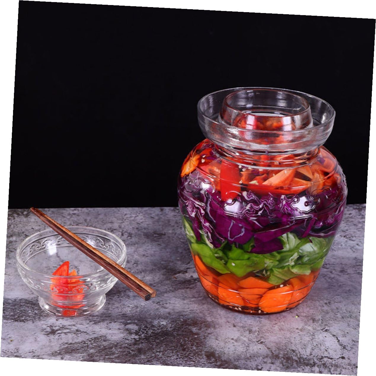 DOITOOL Gurkenbehälter aus Glas 2, 5l mit Breiter Öffnung, Transparent | Essiggurken und Sauerkraut, Einfache Sichtkontrolle, Praktisches Lebensmittelglas