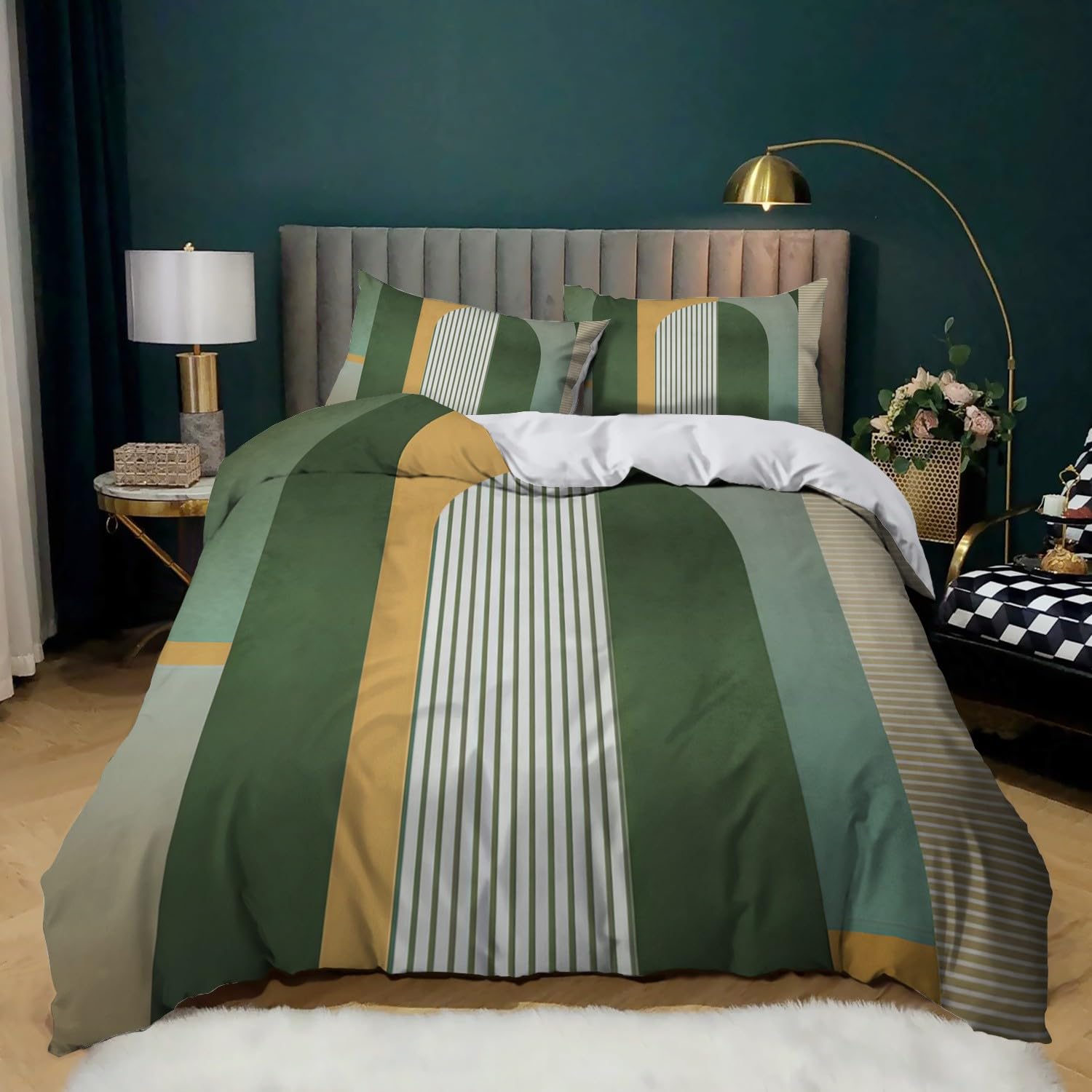 Housse de couette 240x260 cm en microfibre douce avec ses deux taies d'oreiller assorties