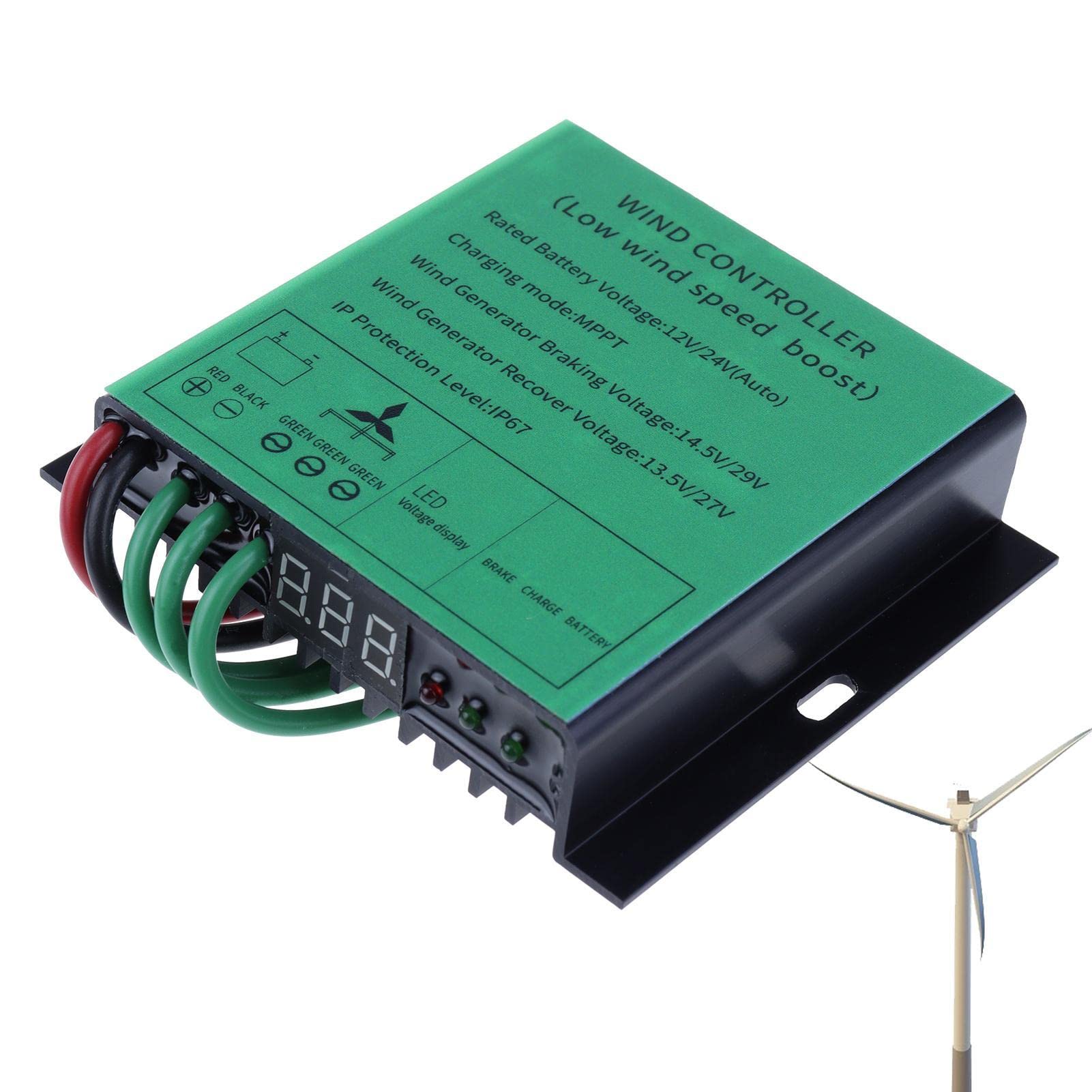 F FABOBJECTS® Wind Turbine Generator Controller - IP67 Water Resistant 12V/24V Automatic Controller with Safe Protection | Adjustable Wind Turbine Charge Controllers for