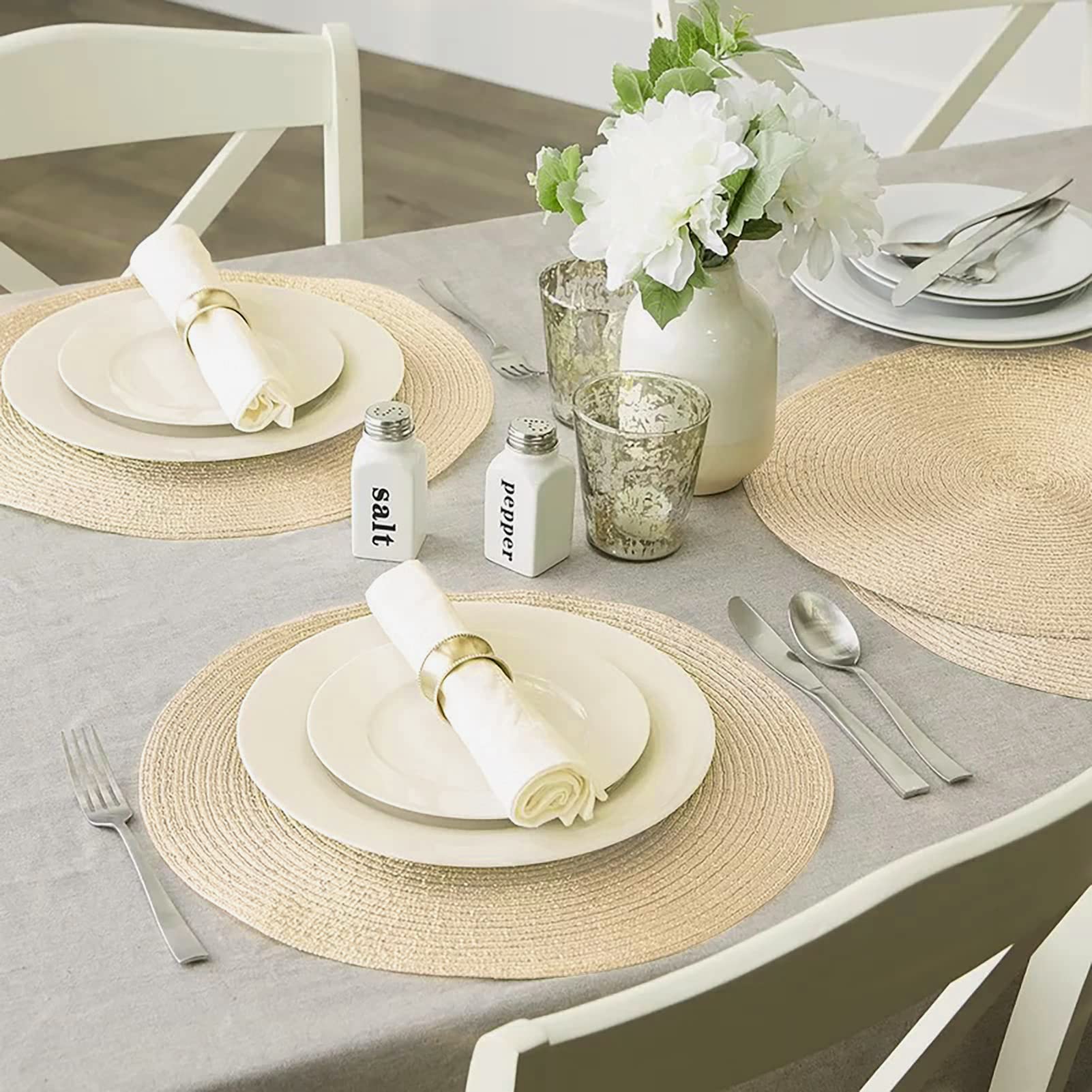 HEYOMART Ronde placemats, afwasbaar, set van 6, rond, met HEYOMART Ronde placemats, afwasbaar, set van 6, rond, met