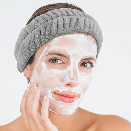 Miniatura 5 de YARIEW Juego de 9 diademas de spa y muñequeras, 3 piezas de maquillaje facial para lavado facial, diademas para la cabeza y 6 muñequeras para lavar