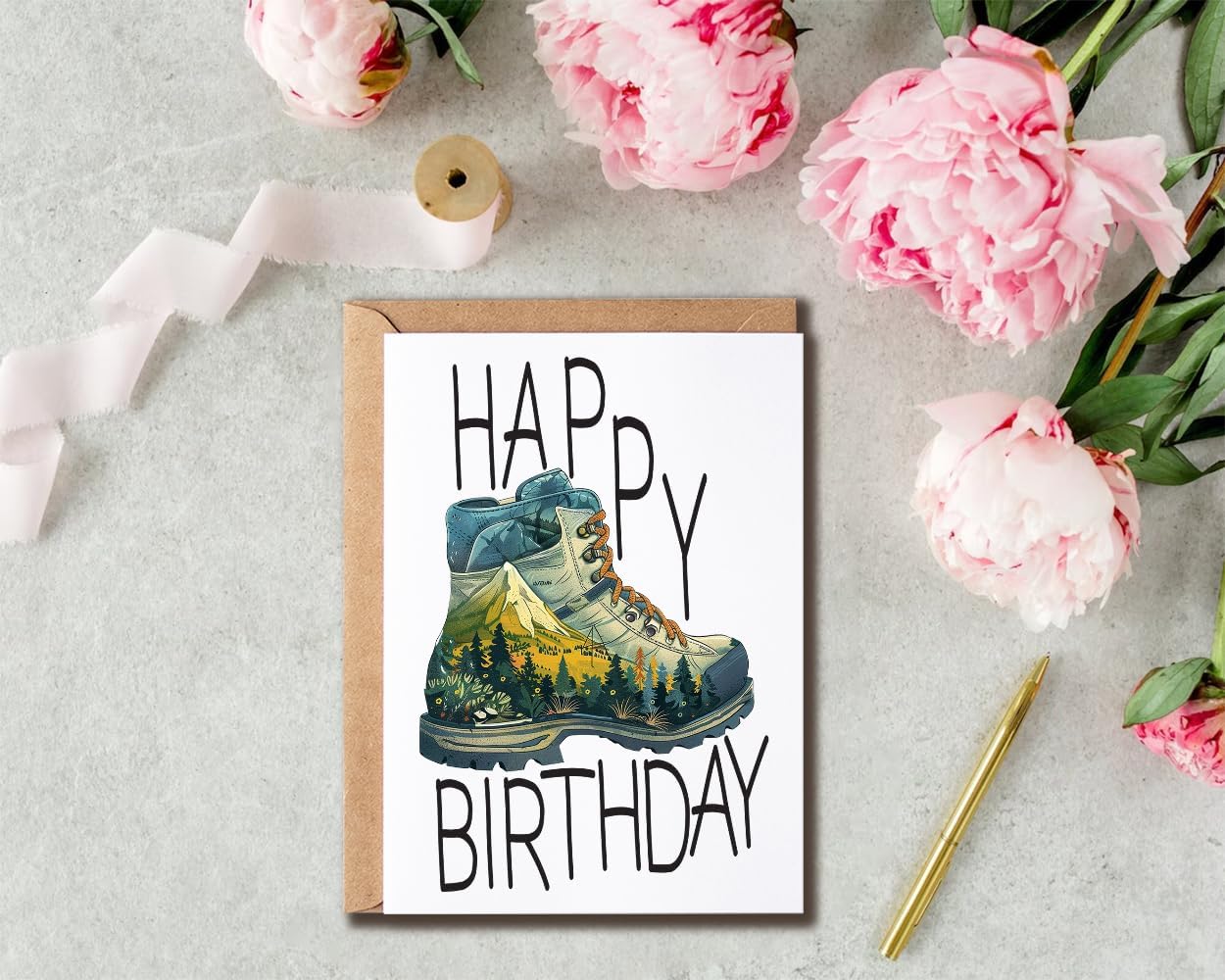 Hiking Birthday Card - Happy Birthday Card - Hiking Boot Card - Card For Outdoor Lover - Card For Family Friend - Hiking shoes Card - Greeting Card - Image 3