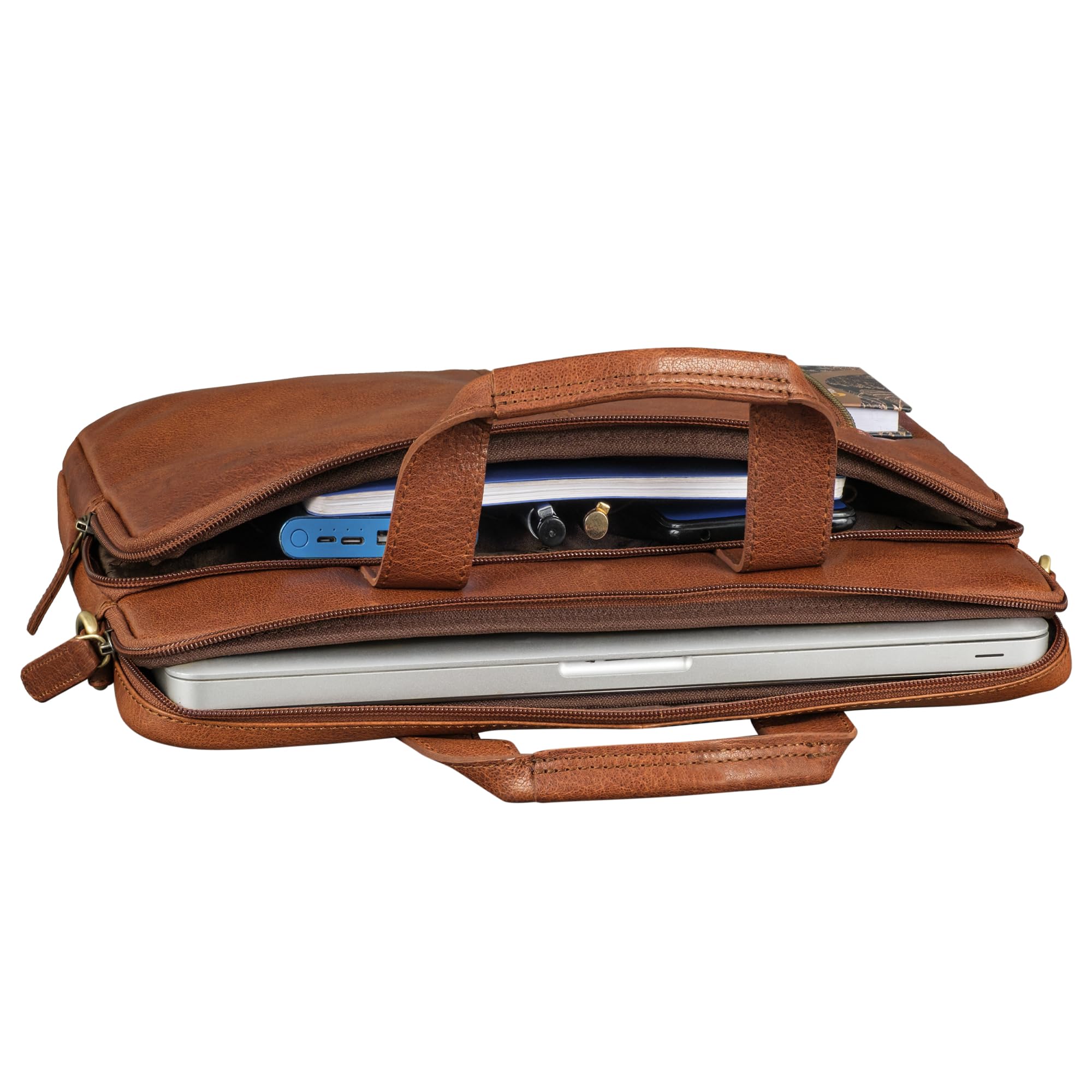 STILORD Raihn Leder Umhängetasche Herren 13.3-14 Zoll Laptop-Tasche für Arbeit Reisen Business Tasche Schmal Laptophülle aus Echtleder Farbe:maraska - braun