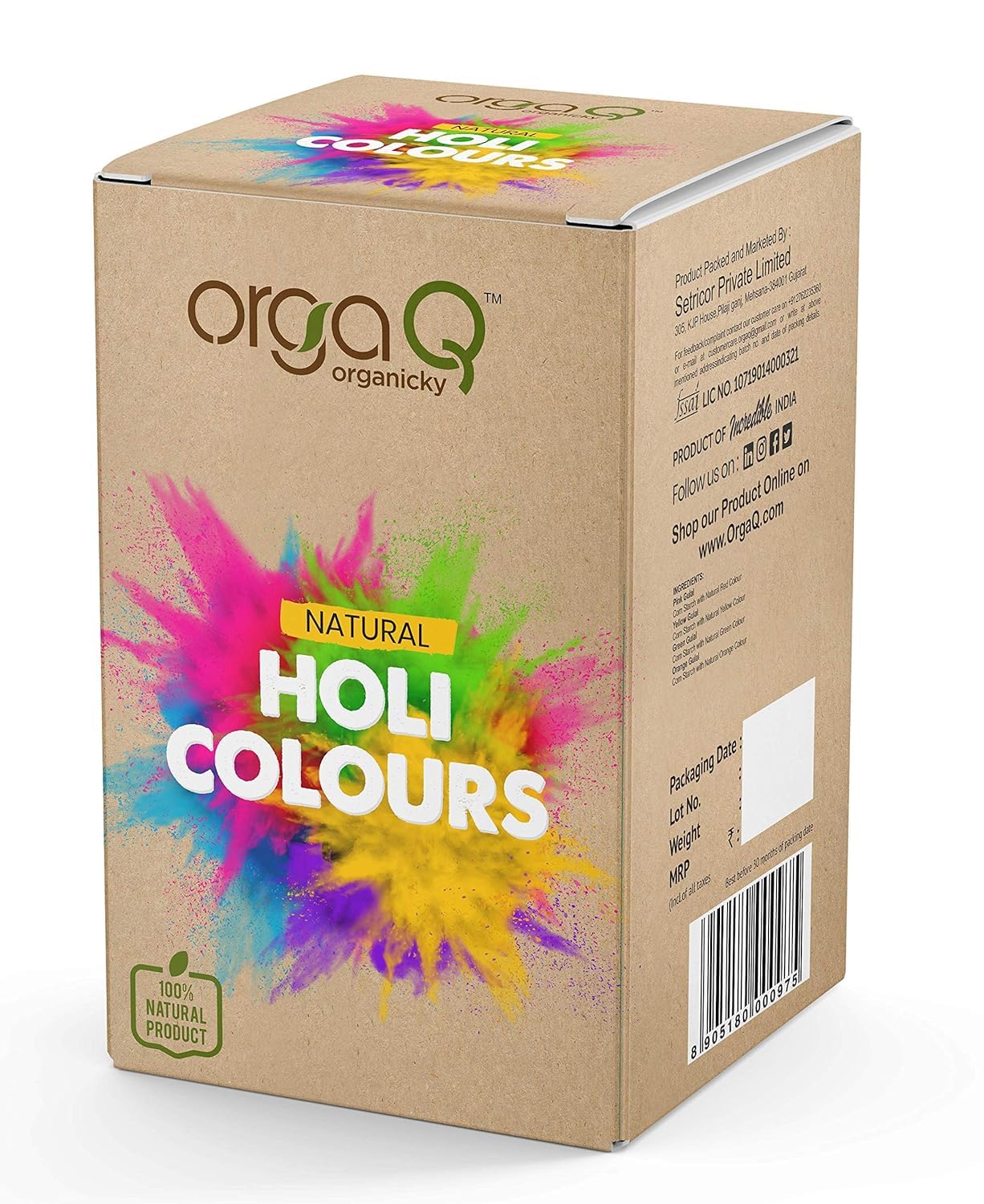 Poudre Holi pour fête de famille et gender reveal coloré - Lot de 4 bâtons 400g