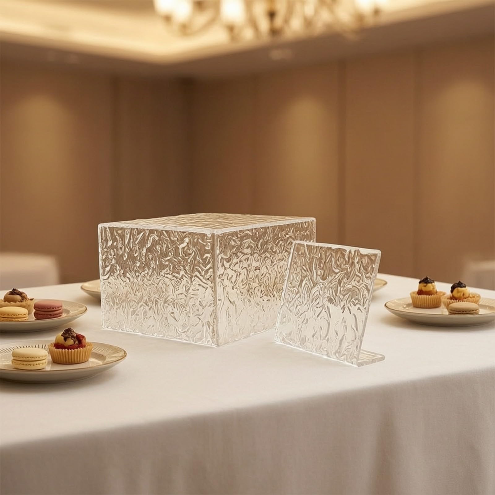 harayaa 8 Pezzi Espositore con Effetto Pietra Struttura a Gradini Salvaspazio, Espositore in Acrilico, Alzata per Cupcake, Buffet, Matrimoni, Negozi, Pasticceri