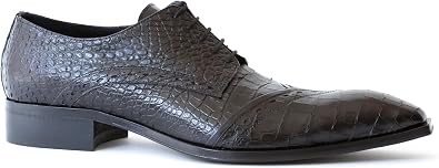 Jo Ghost 5227 Italian Black Crocodile Print Lace Up Shoes