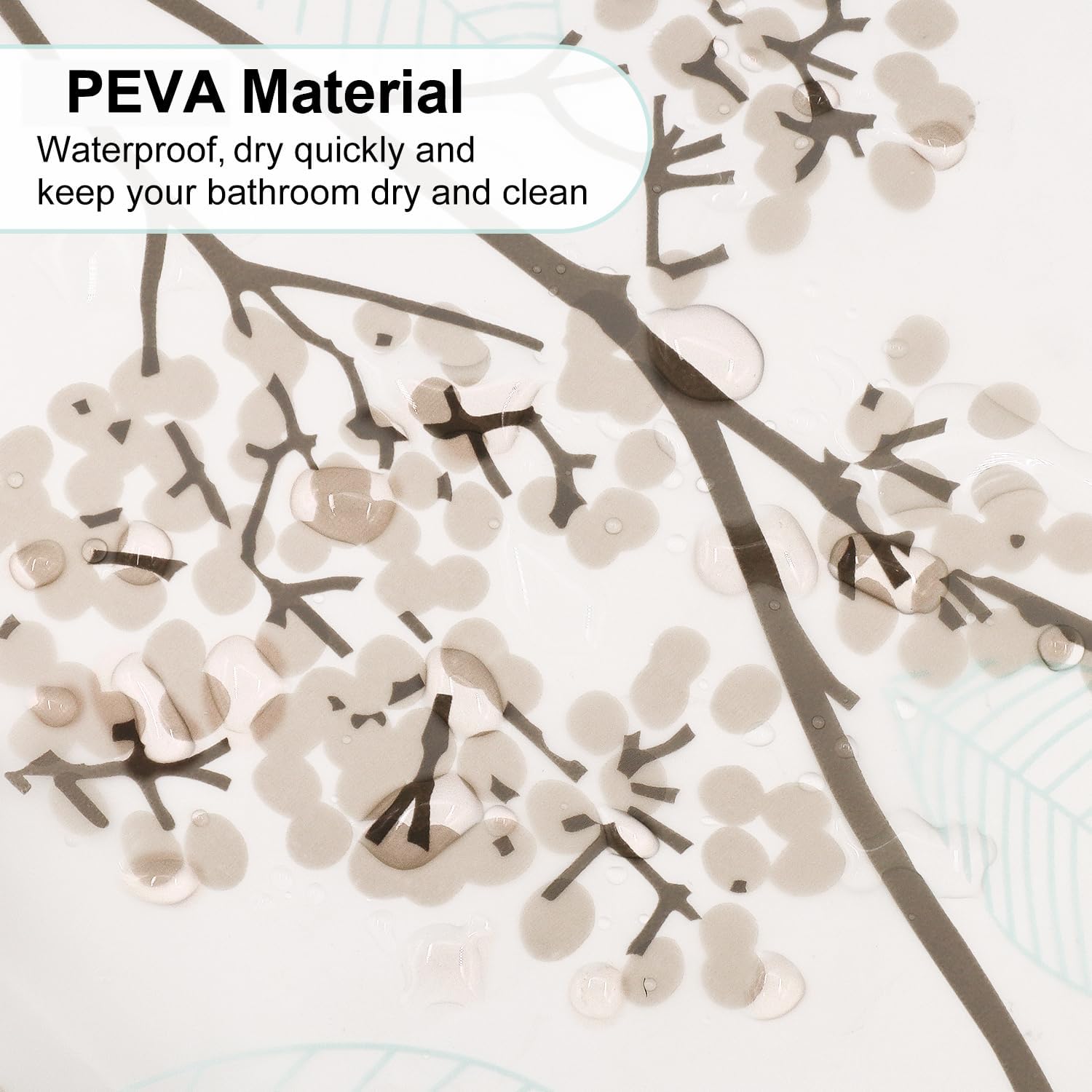 PEVA Shower Curtain, Water Repellent Premium Bathroom Shower Curtain with 3 Magnetic Weights for Shower Stall, Bathtubs