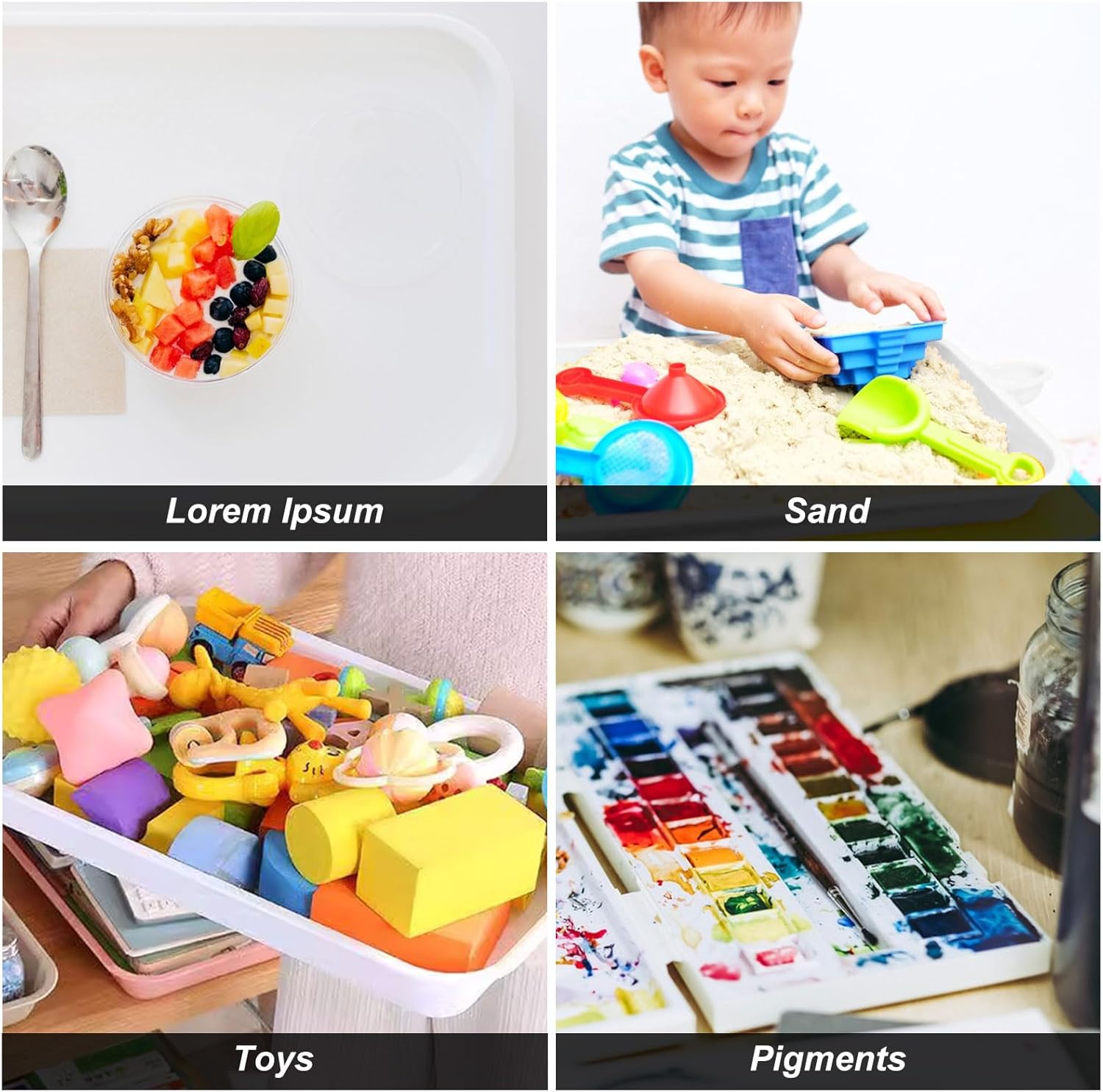 20 Pack White Plastic Art Tray, Craft Activity Tray Plastic Trays for Arts and Crafts, Sensory Tray Organizer Tray for Lego, Sand, Beads, Painting, Jewelry, 11.0 x 8.3 x 1.2 Inch
