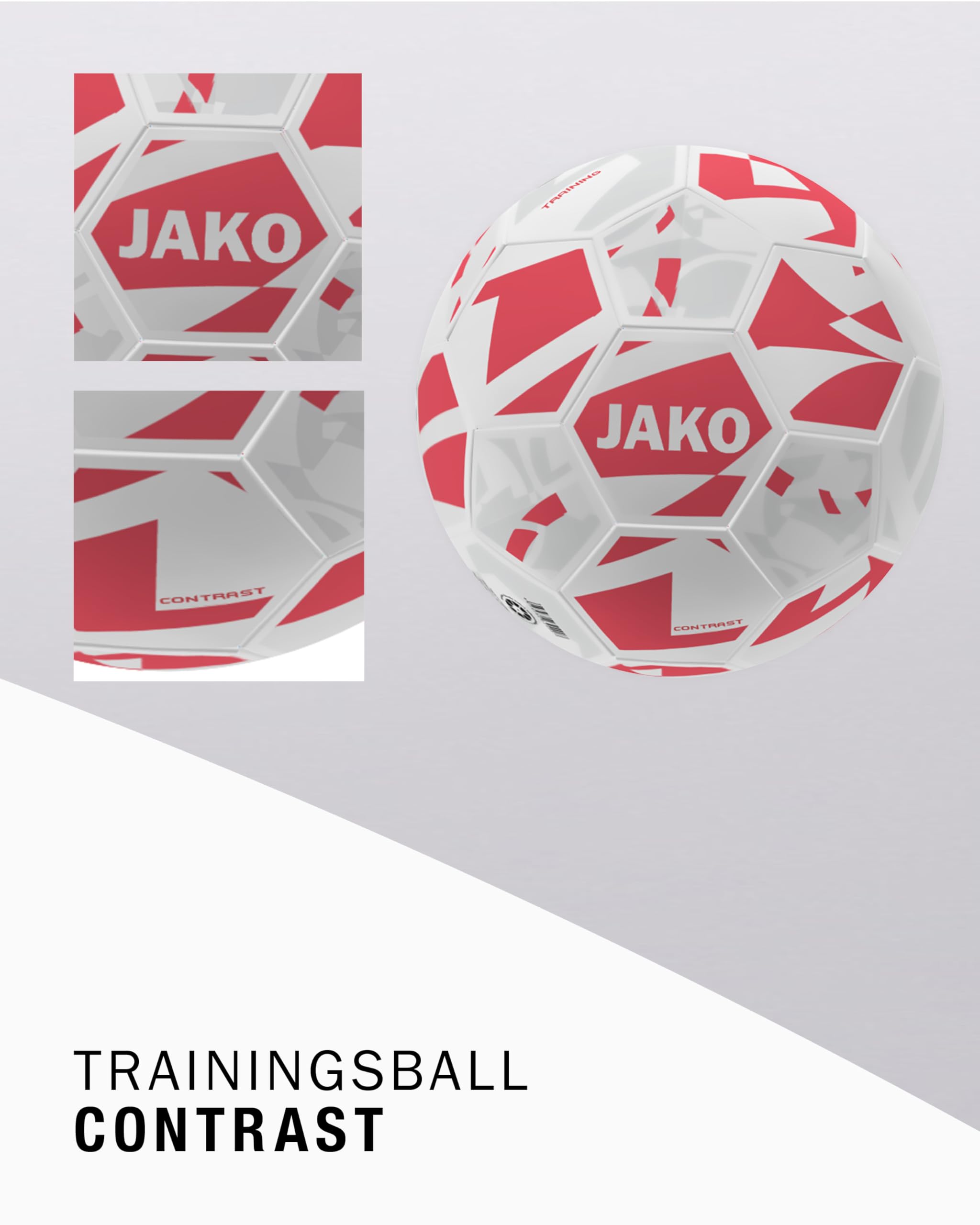 JAKO Trainingsball Contrast, weiß/Coral, 4