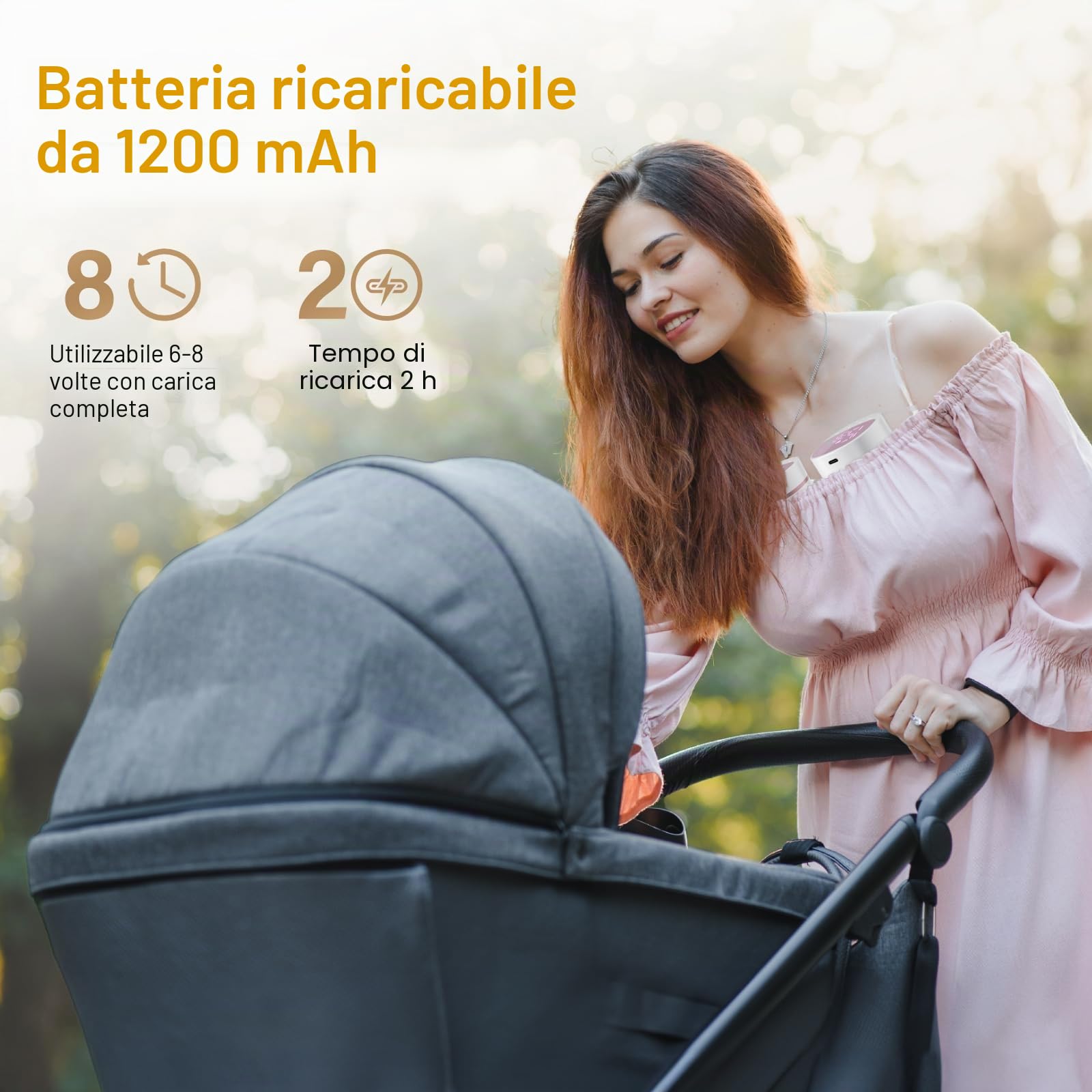 Kidken Tiralatte a mani libere, tiralatte indossabile per bocca di bambino con 5 modalità e 15 livelli, tiralatte elettrico portatile - Flangia 19/21MM (Rosa e bianco,2pcs)