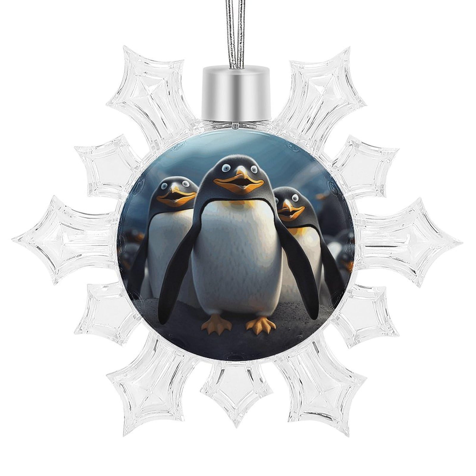 Funny Penguins Snowflake Ornaments Cute Snowflake Pendant Exquisite Christmas Tree Ornaments for Christmas Weddings New Year Birthday Holiday Celebration