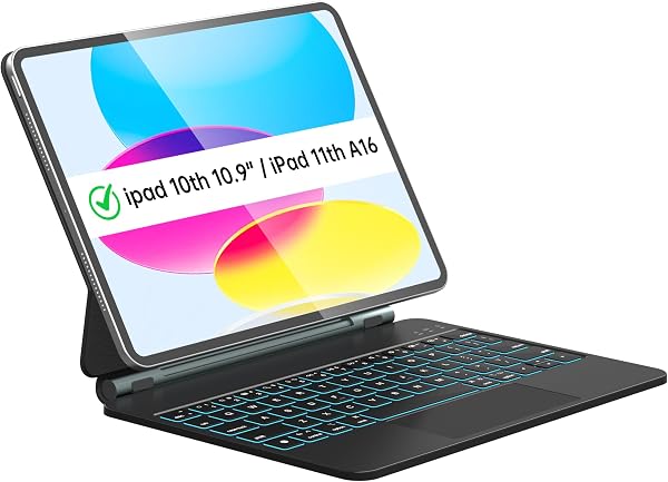 Otuoor iPad Case Keyboard, Uninterrupted View, Snap Tight, Magic Keyboard for iPad, Effortless Command, The Comfort Angl