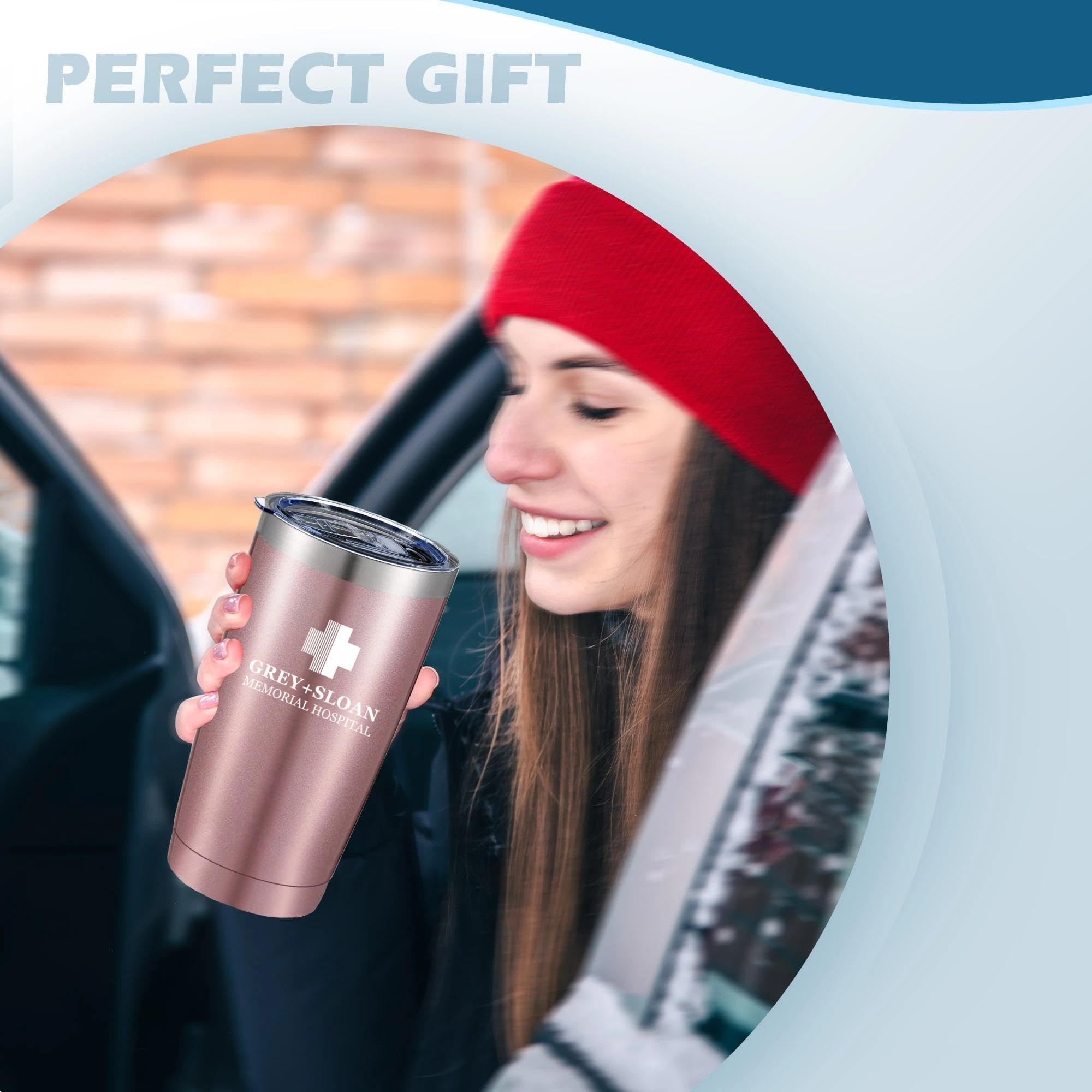 ATHAND Greys Anatomy Edelstahlbecher - Isolierter Doppelwandiger Reisebecher Mit Deckel, Eisgekühlt - Kaffeetasse, Geschenk Für Krankenschwestern