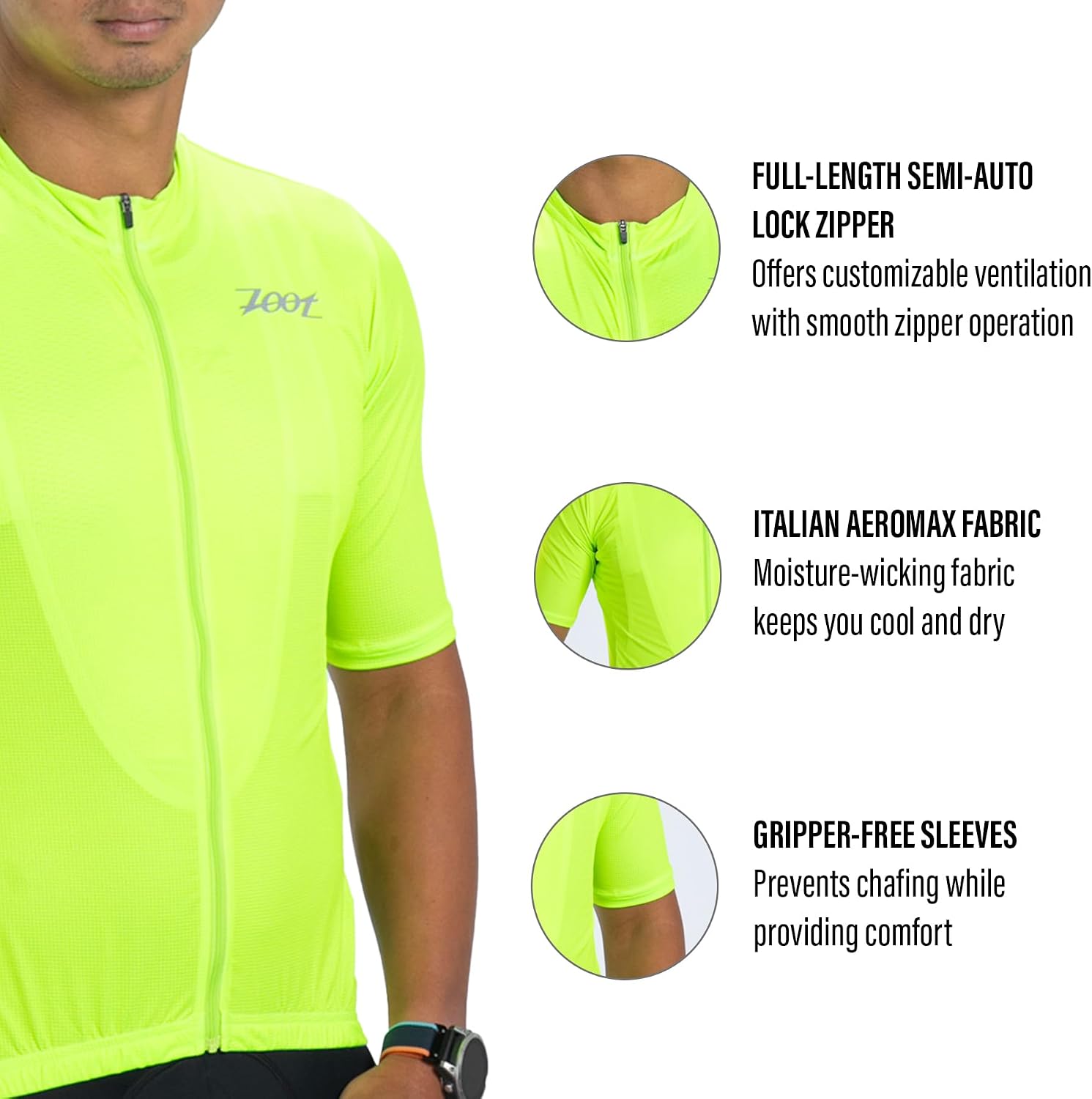 Zoot Men's Core Cycling Jersey, Breathable Short Sleeve Road Bike Tri Jersey, Moisture Wicking, 3 Rear Pockets, UPF 30 Fabric