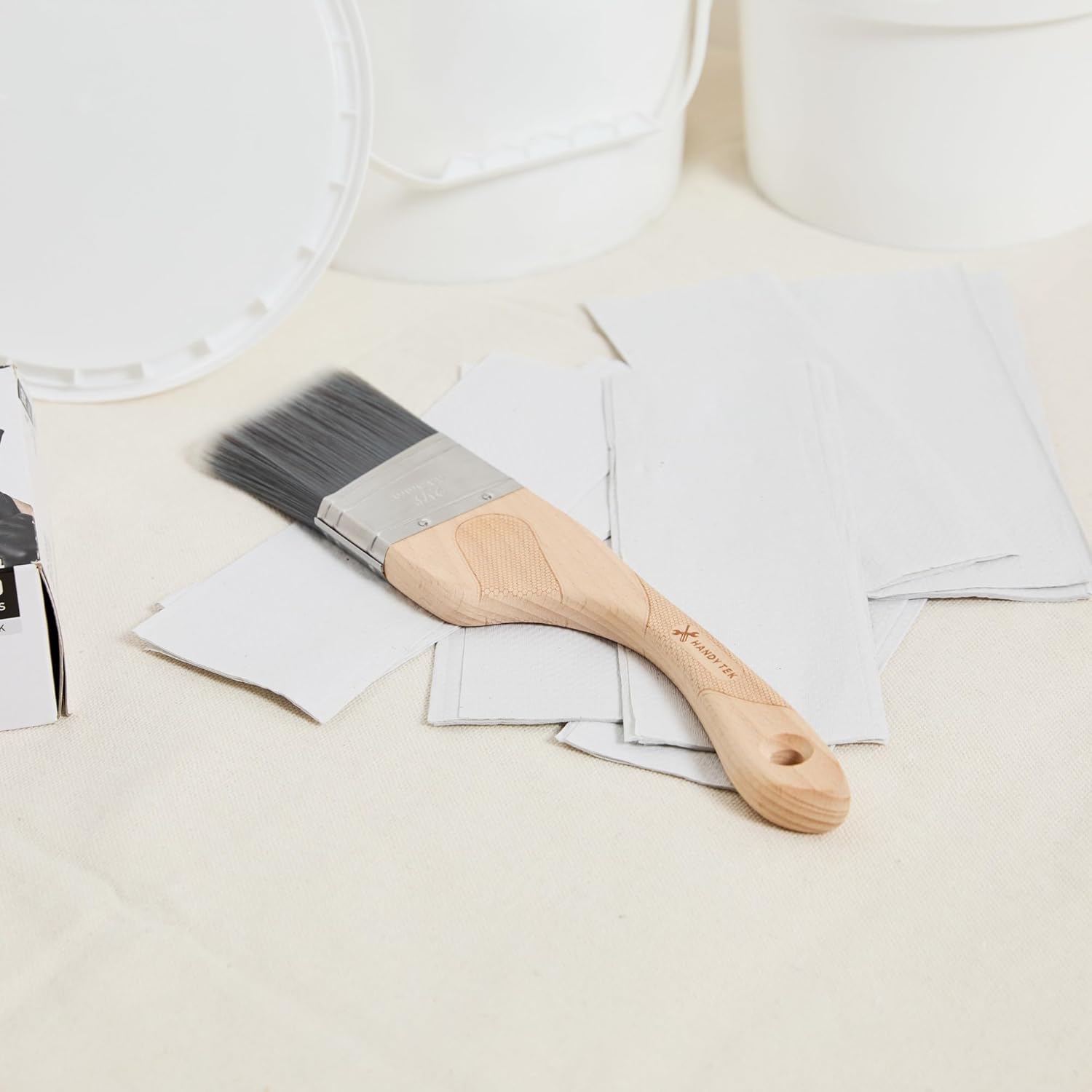 Restaurantware Angled Paint Brush 72 Count 2.5 Inch Size Nylon Polyester Precision Brush - Stainless Steel Ferrule - Wood Handle - Gray