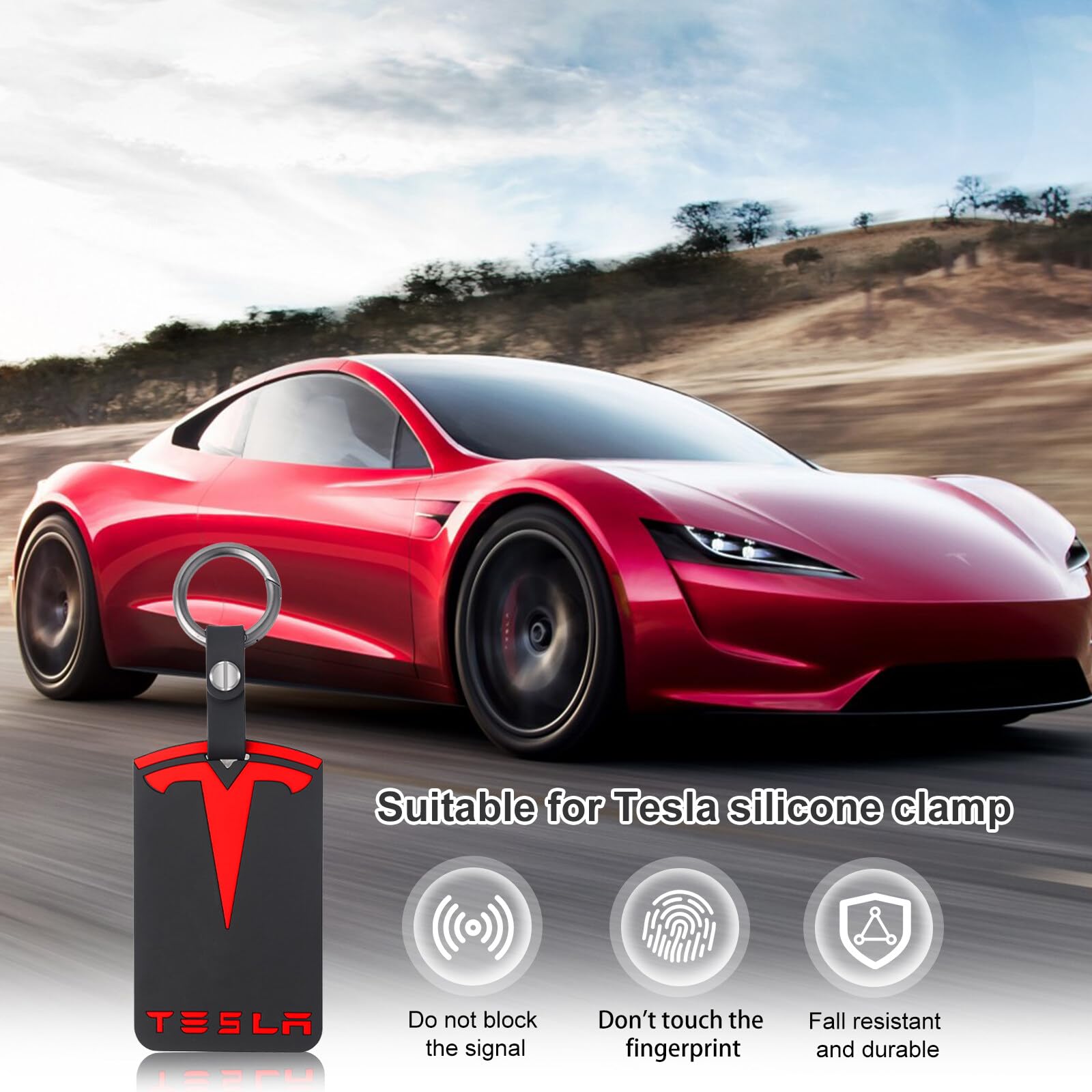 Aicharynic 2 sztuki uchwytów na karty do Tesla Model 3, model Y, silikonowy breloczek do kluczy, uchwyt na karty, akcesoria Tesla, kolor czarny, Tesla, uchwyt na karty, czarny, /